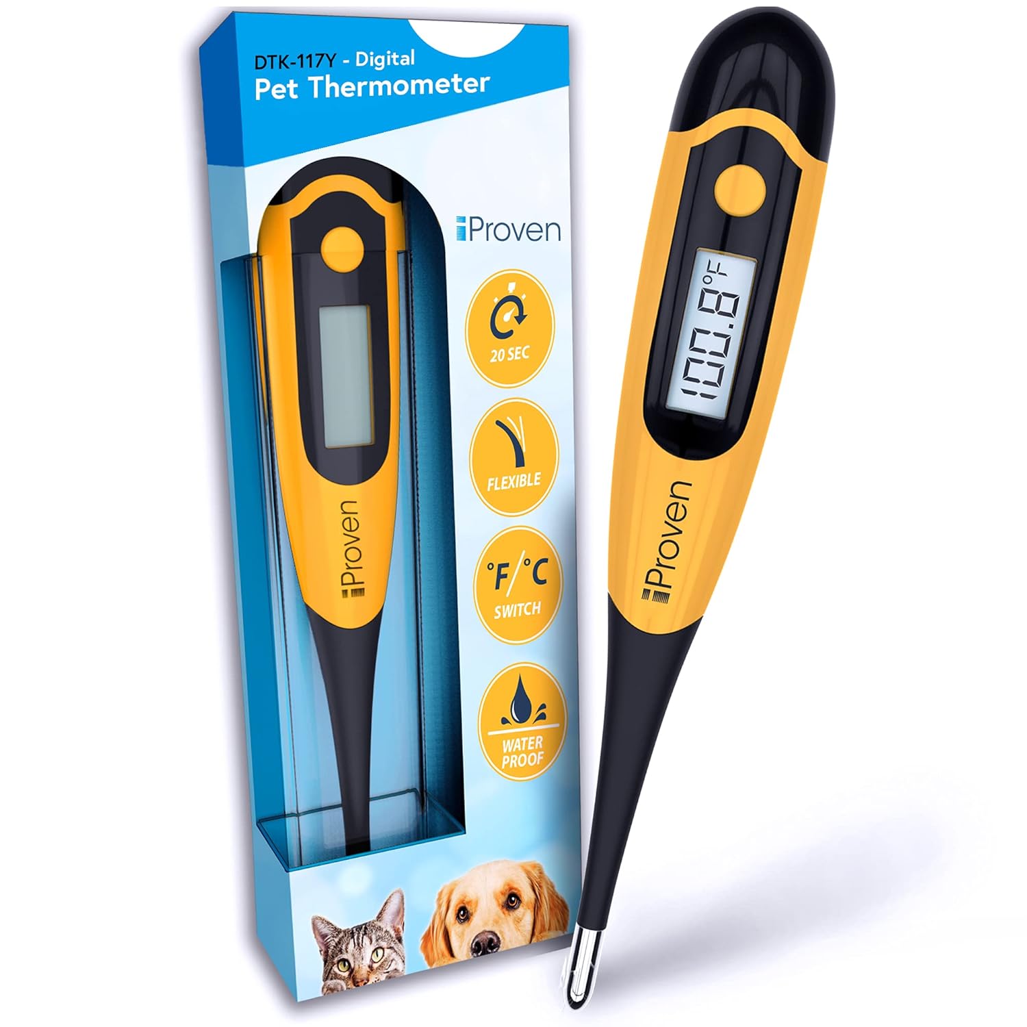 iProven Dog & Cat Thermometer for Accurate Fever Detection, Comfortable Flexible...