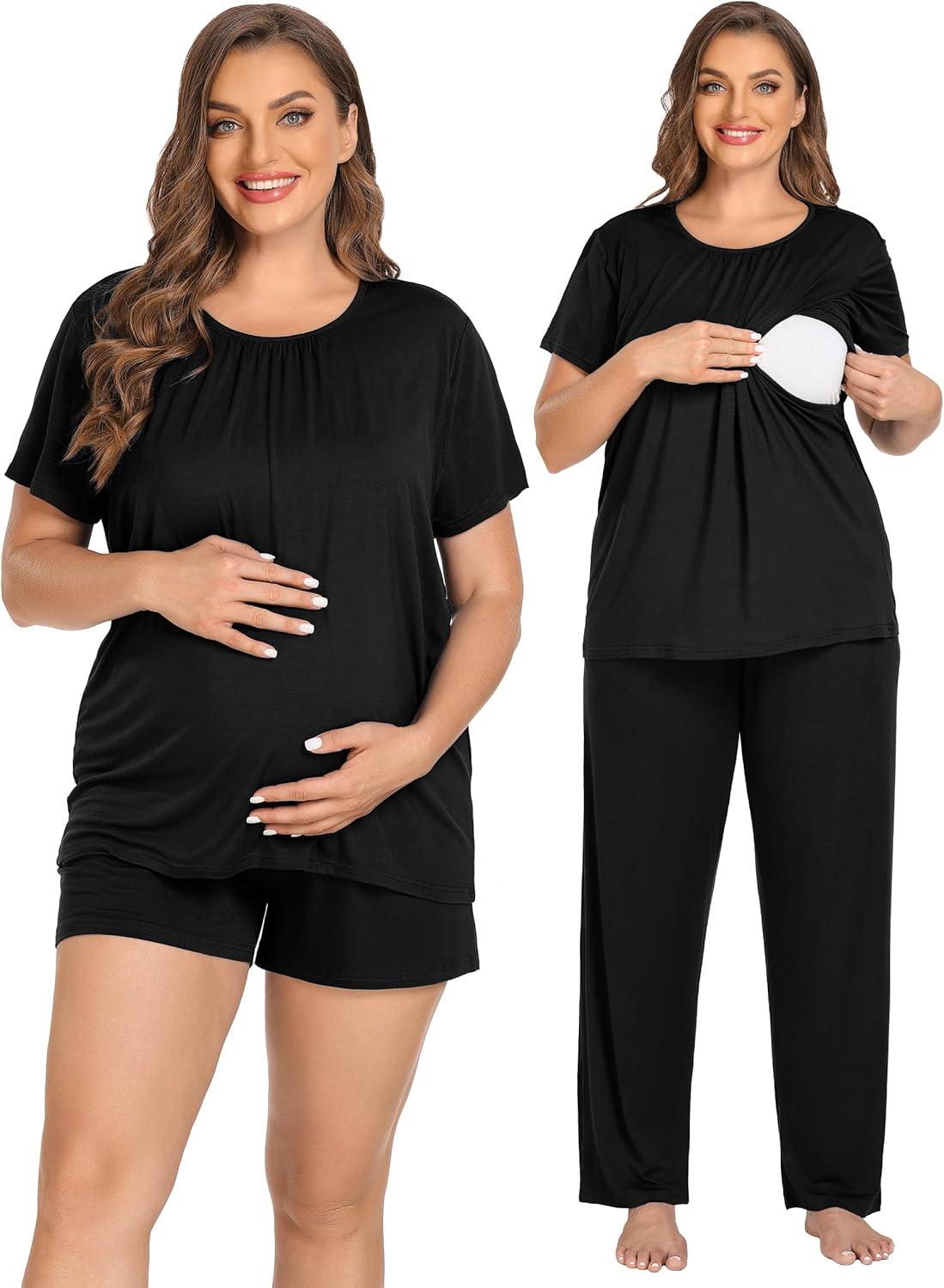 SWOMOG Women 3Pcs Maternity Pajama Set Nursing Pjs Pregnancy Set Breastfeeding P...