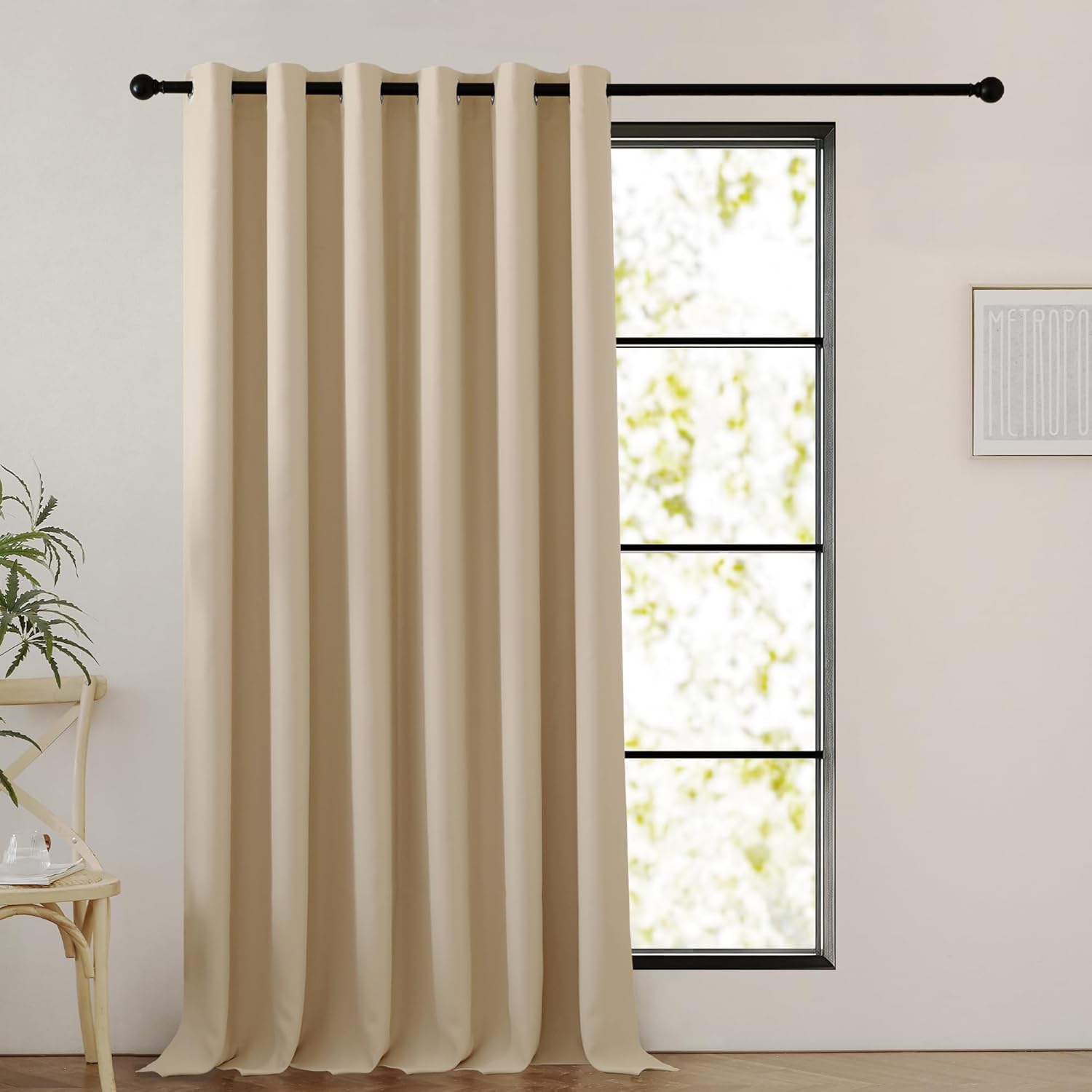 PONY DANCE Large Blackout Curtain - Eyelet Curtain Thermal Insulated Room Divide...