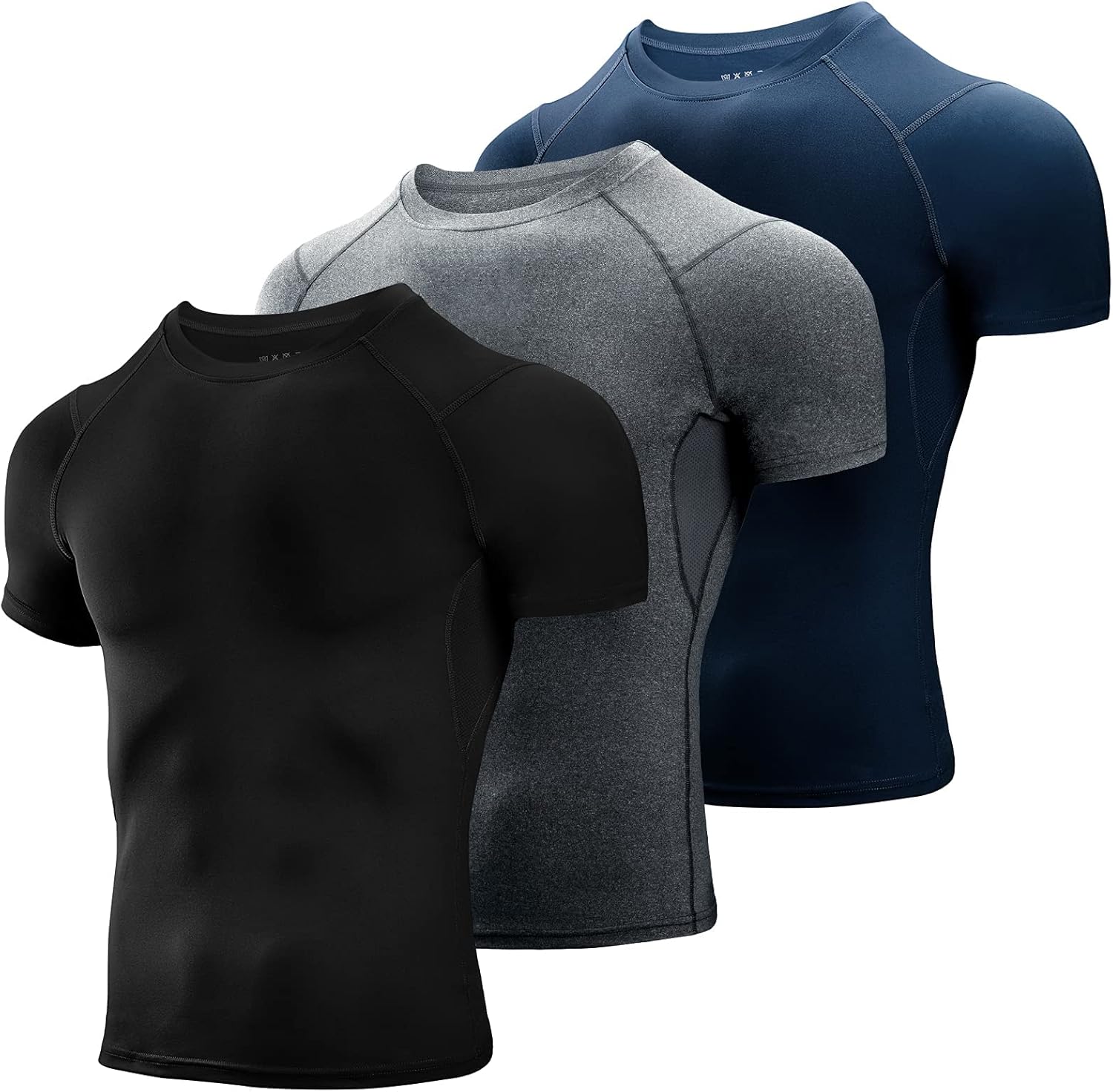 Niksa 1 Pack or 3 Packs Compression Tops for Men Short Sleeve Mens Running Top M...