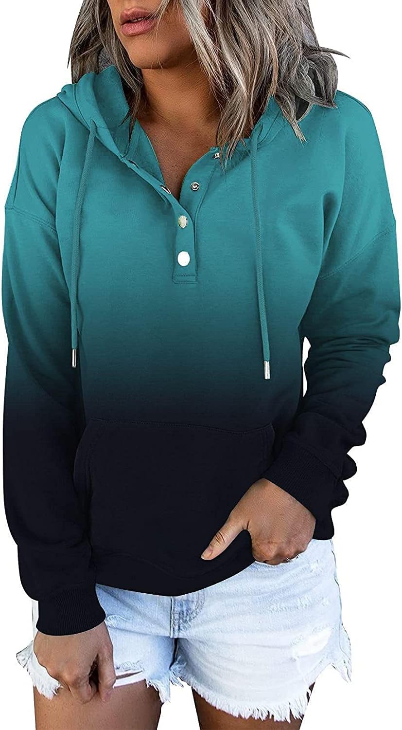 KISSMODA Hoodies for Women Camo Leopard Print Tops Pullover Hooded Sweatshirt Dr...