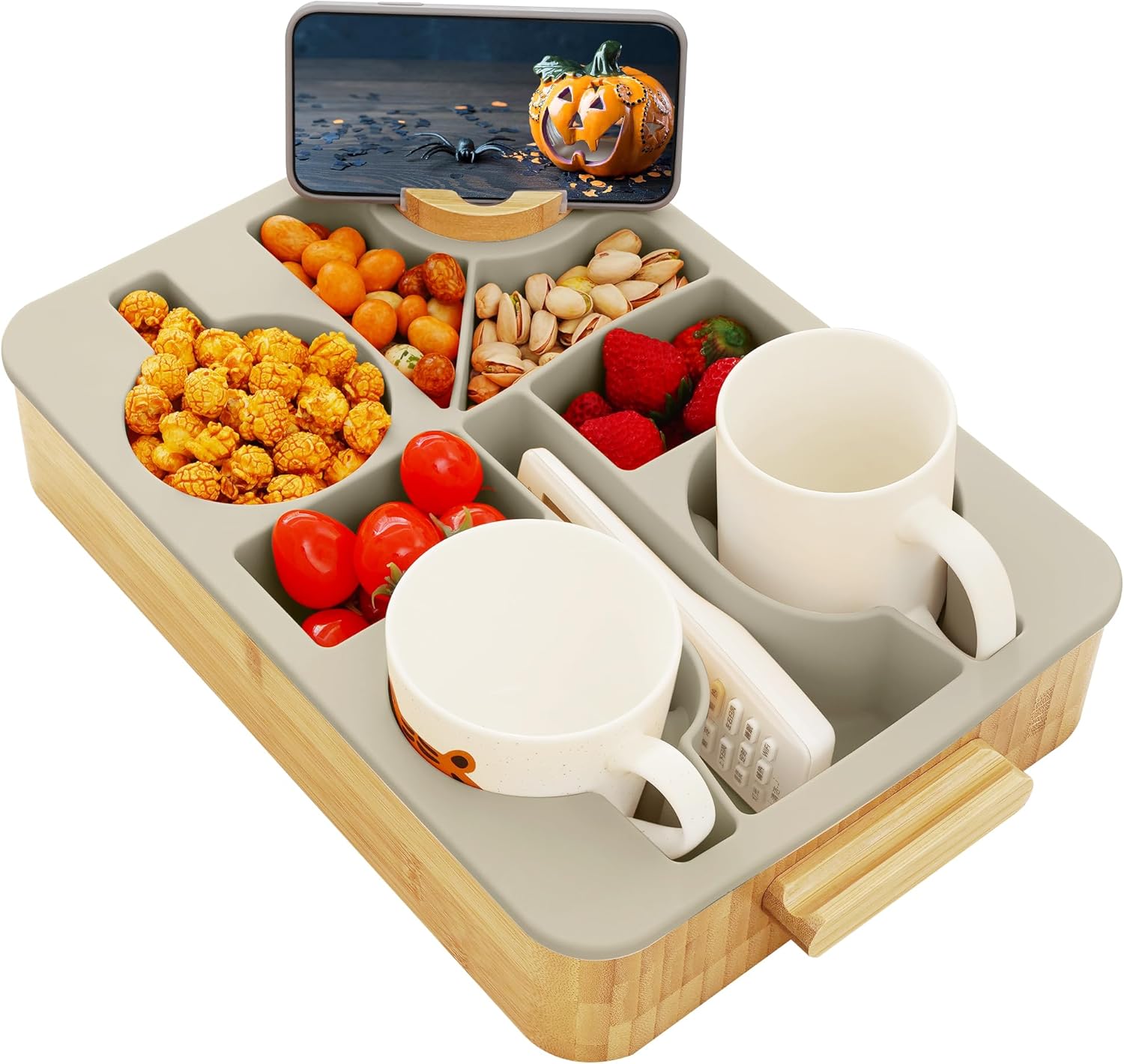 Nnewvante Couch Cup Holder, 9 in 1 Divided Serving Tray with Handle for Sofa Bed...
