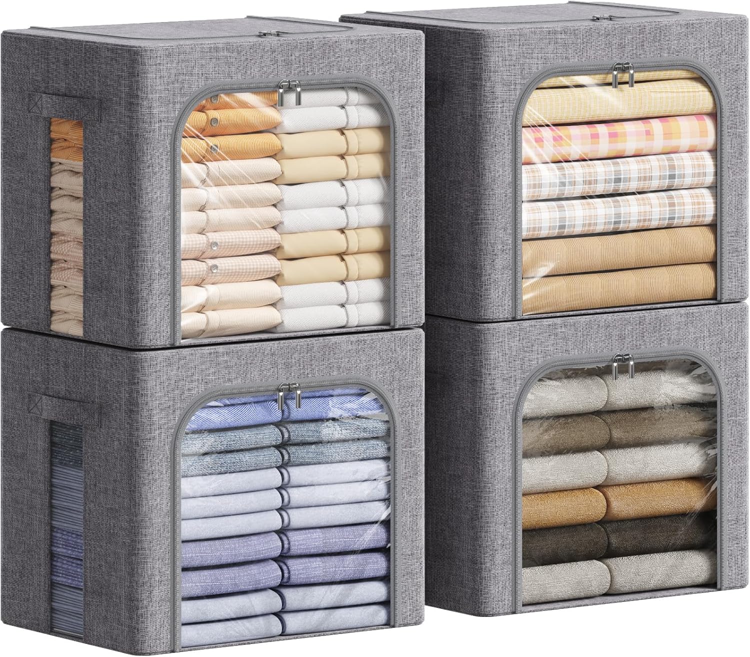 Lifewit Clothes Storage Bins with Metal Frame, Stackable Storage Box, Foldable C...