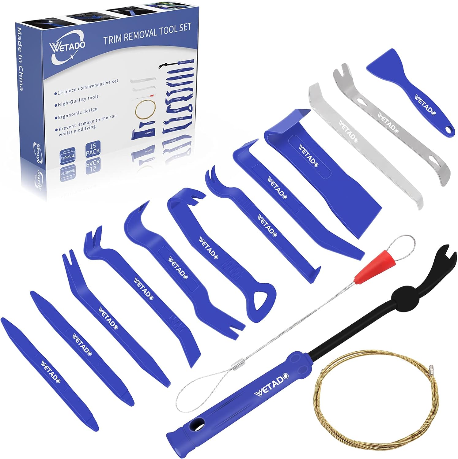 Auto Trim Removal Tools Kit, Wetado 15Pcs Car Panel Removal Tool Interior Trim K...