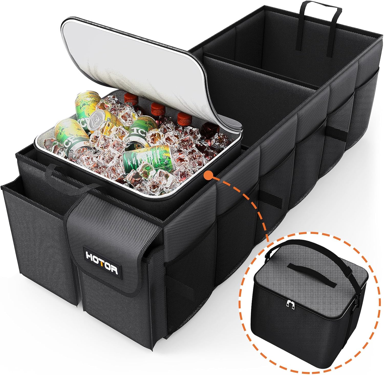 HOTOR Trunk Organizer for Car & SUV, Sturdy Car Organizer with Removable Car Coo...