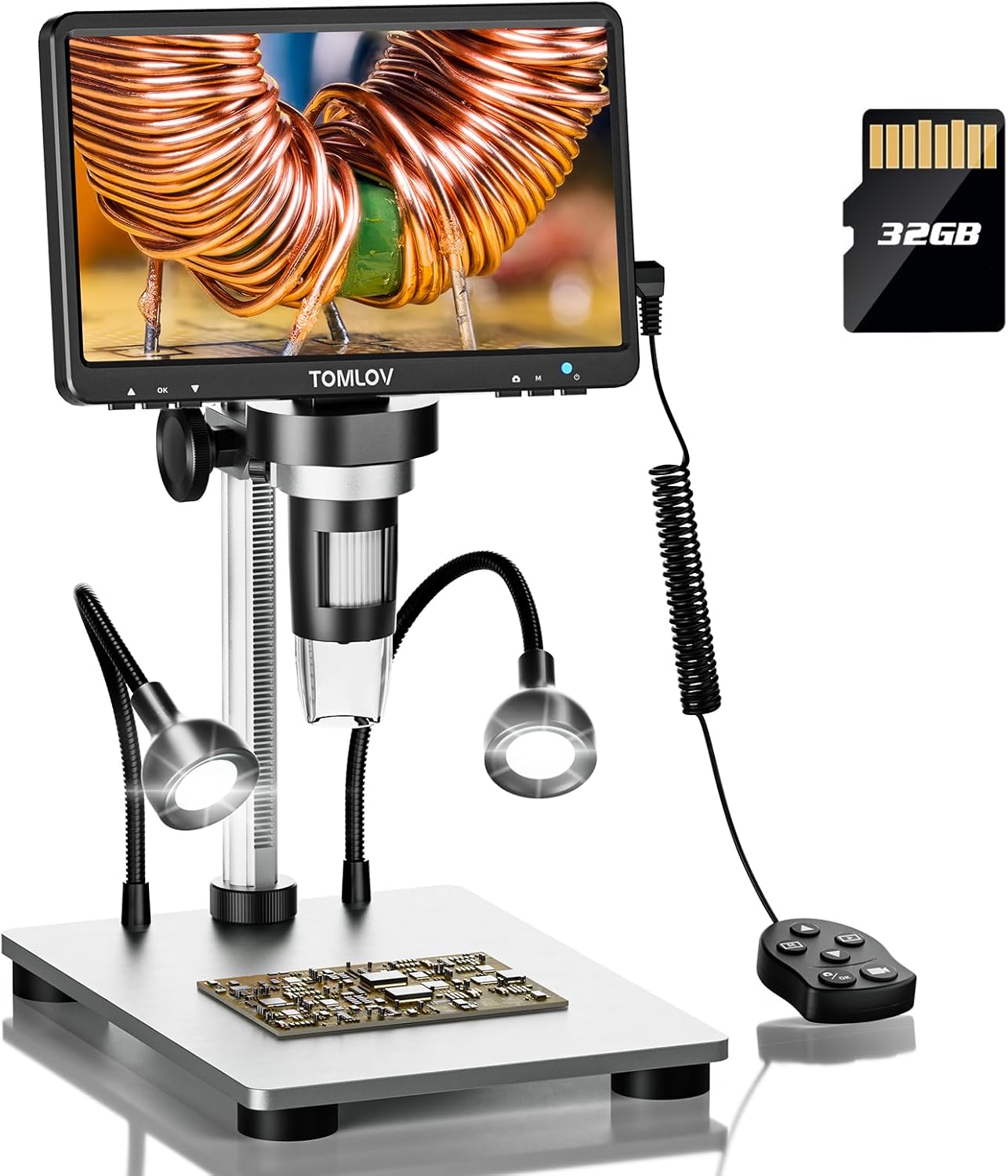TOMLOV DM9 7" LCD Digital Microscope 1200X, 1080P Coin Microscope Magnifier, 12M...