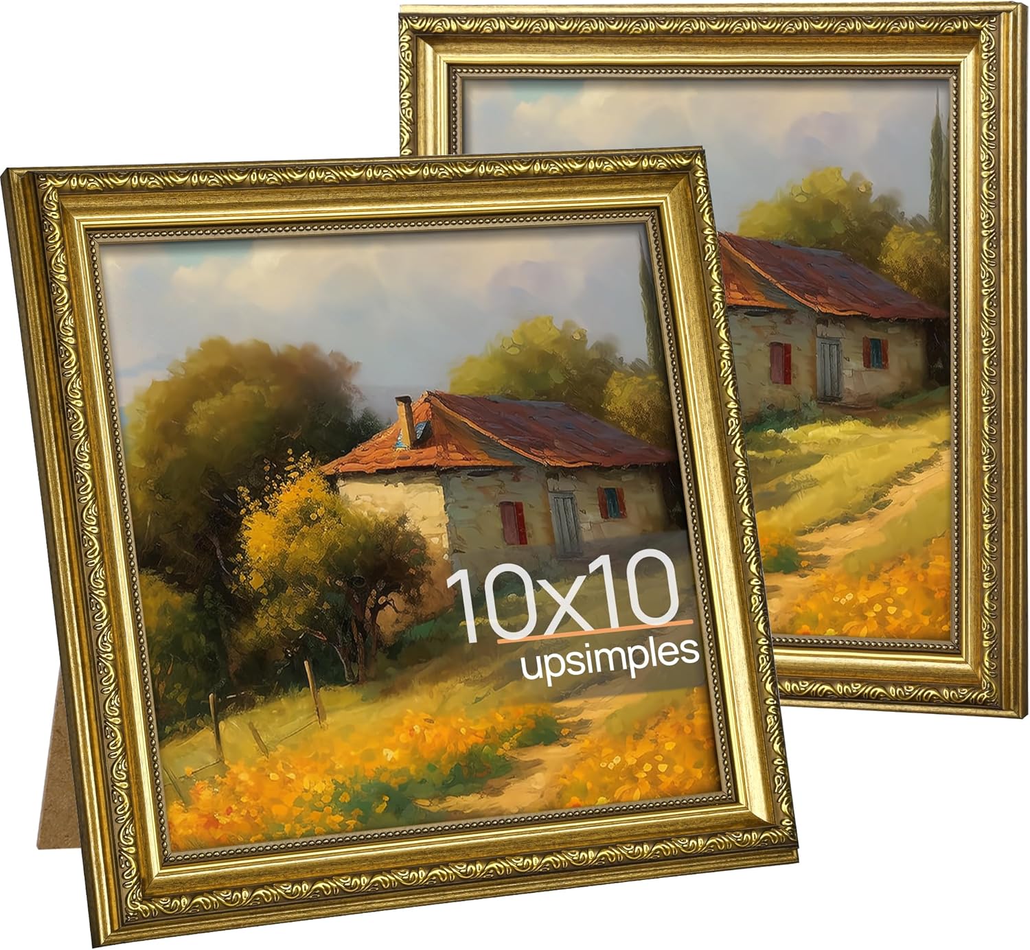 upsimples 10x10 Picture Frame with Real Glass, Ornate Vintage 10 x 10 Photo Fram...