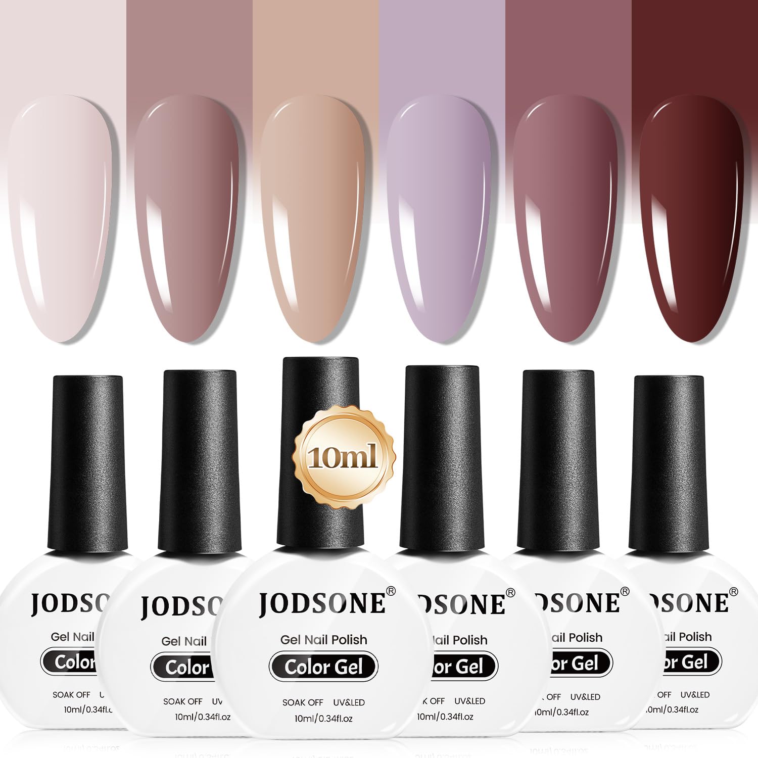 JODSONE 10ml Nude Pink Gel Nail Polish Set 6Colors Fast Drying & Long Lasting Ne...