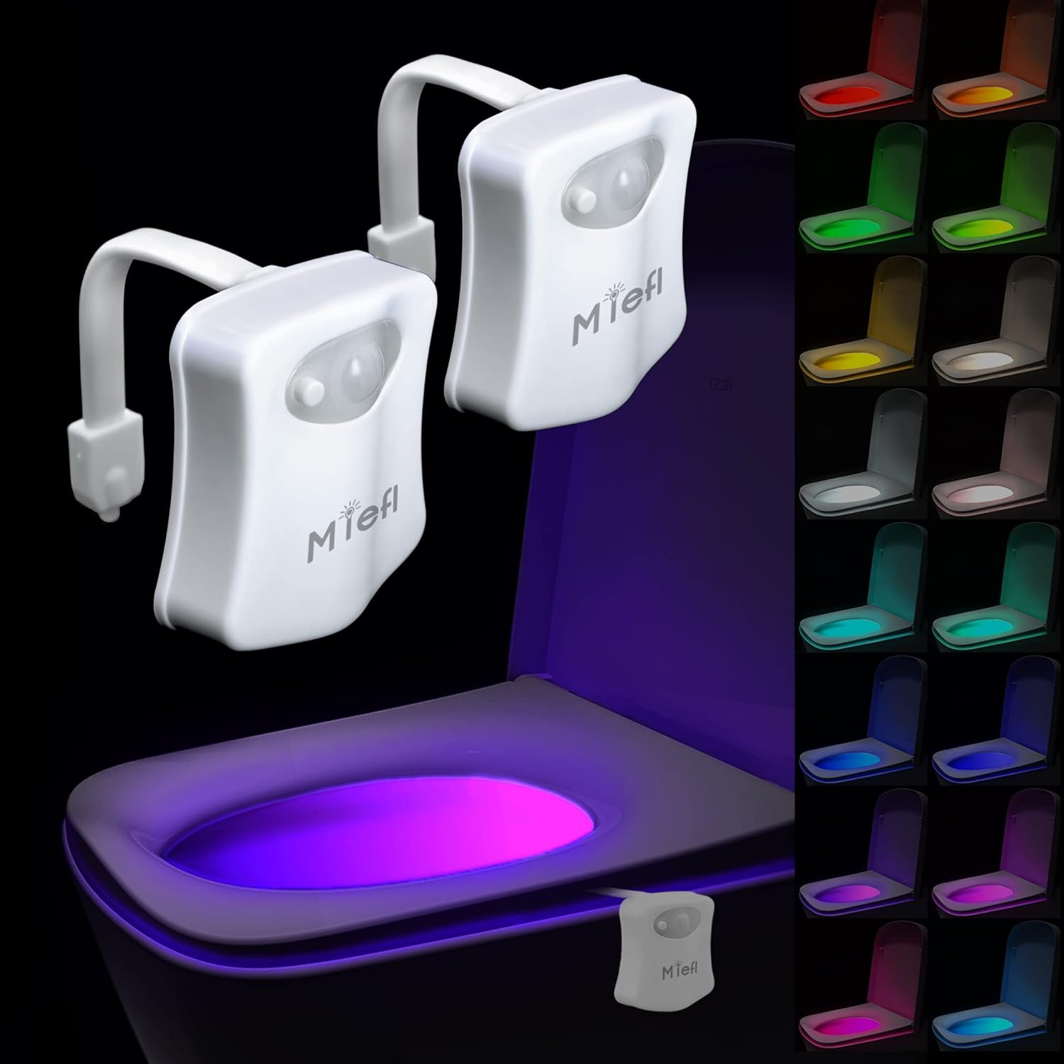 Toilet Light Motion Sensor 16 Colors Changing (2 Pack),LED Glow Bowl Inside Toil...