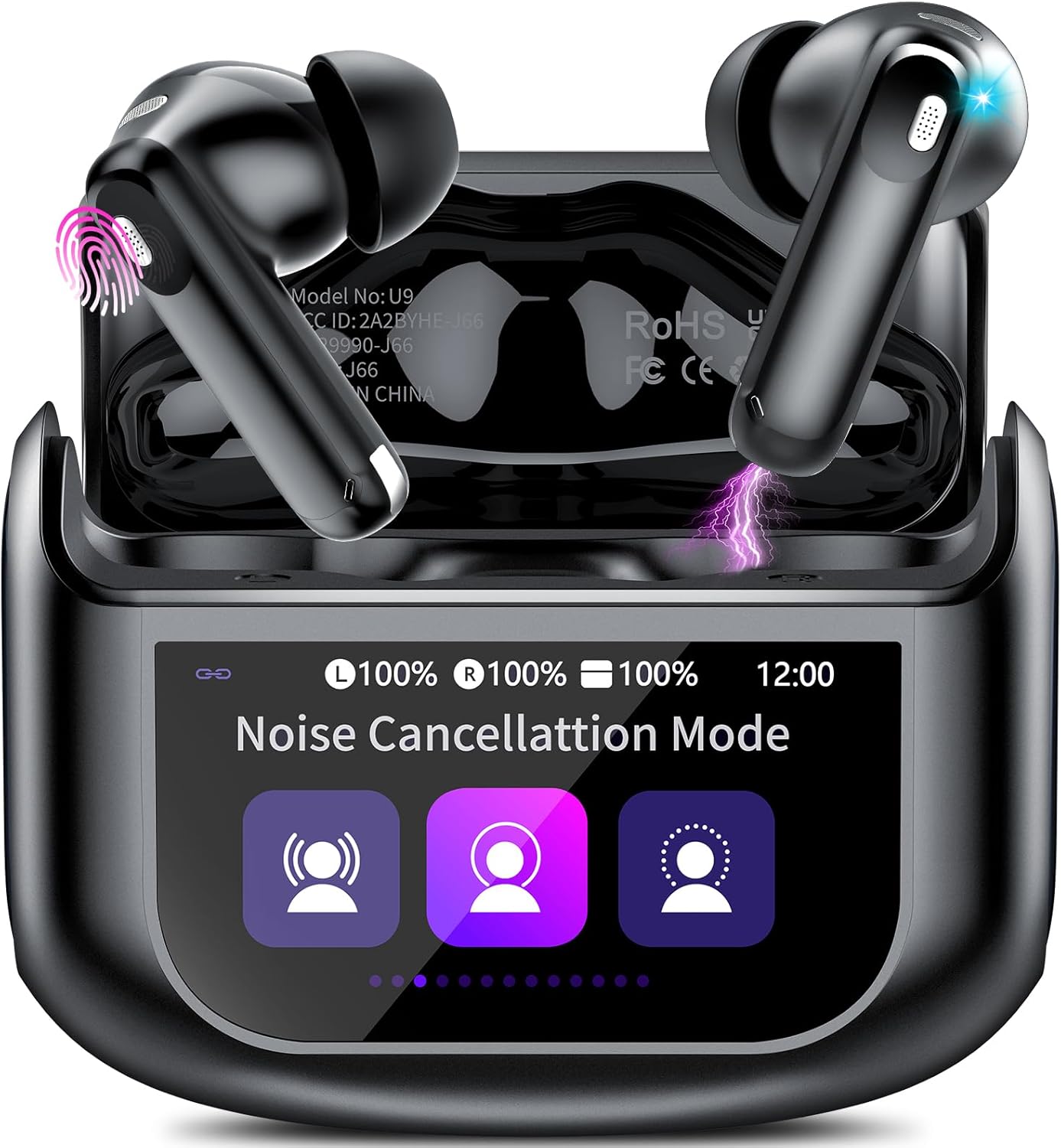 Wireless Earbuds, 48H Smart Touch Screen Ear Buds Bluetooth 5.4 Headphones in Ea...