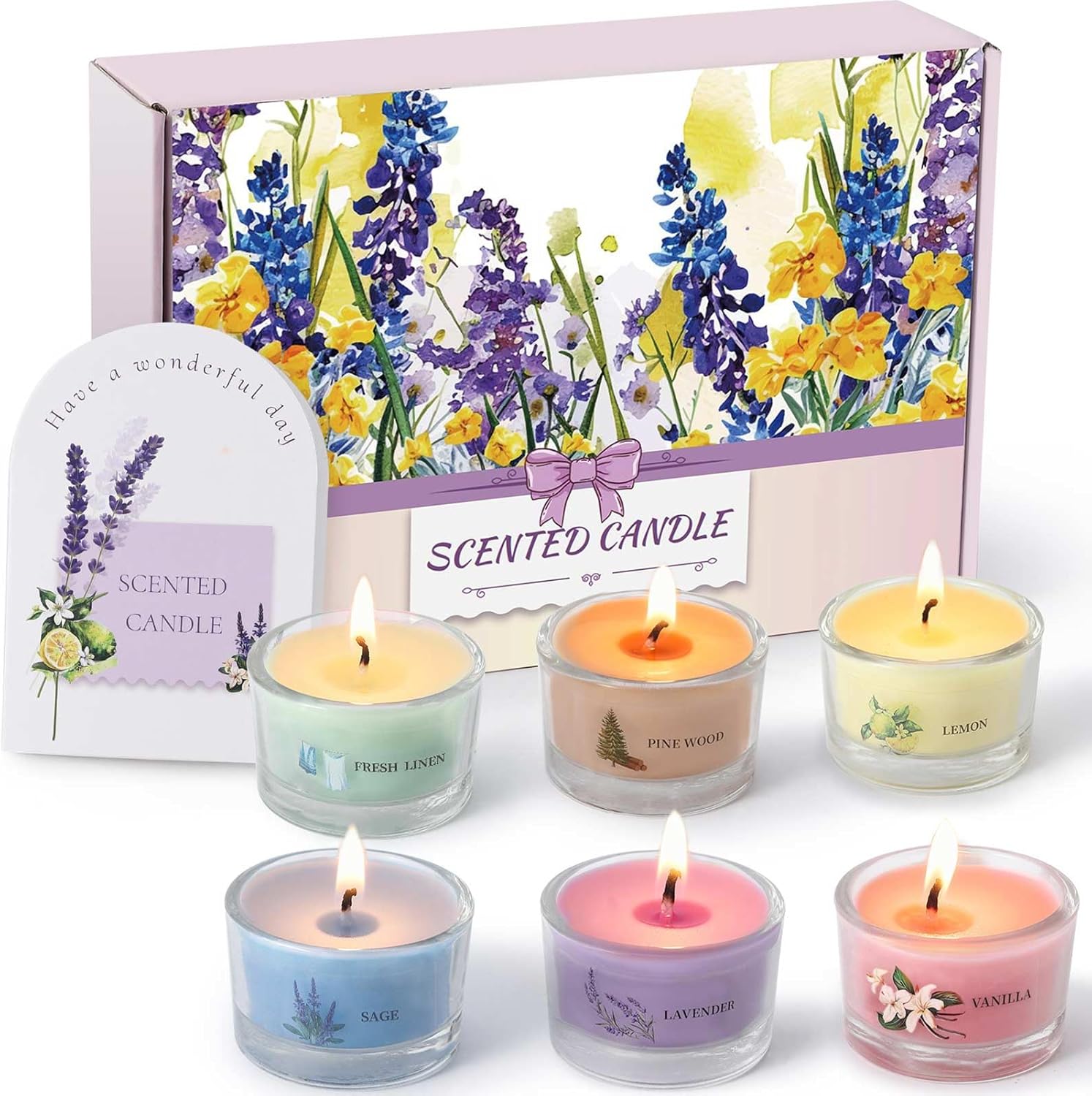 Aptliton Scented Candles Gifts Gift Set, 6 Filled Votive Candles for Christmas,...
