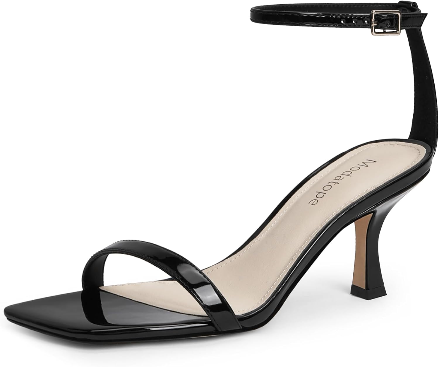 Modatope Womens Heeled Sandals Square Open Toe Kitten Heel Ankle Strap Heels for...