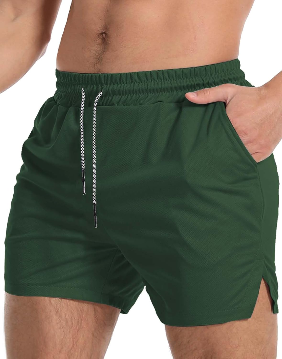 Aolesy Men's Gym Workout Shorts 5" Lightweight Bodybuilding Athletic Shorts Runn...