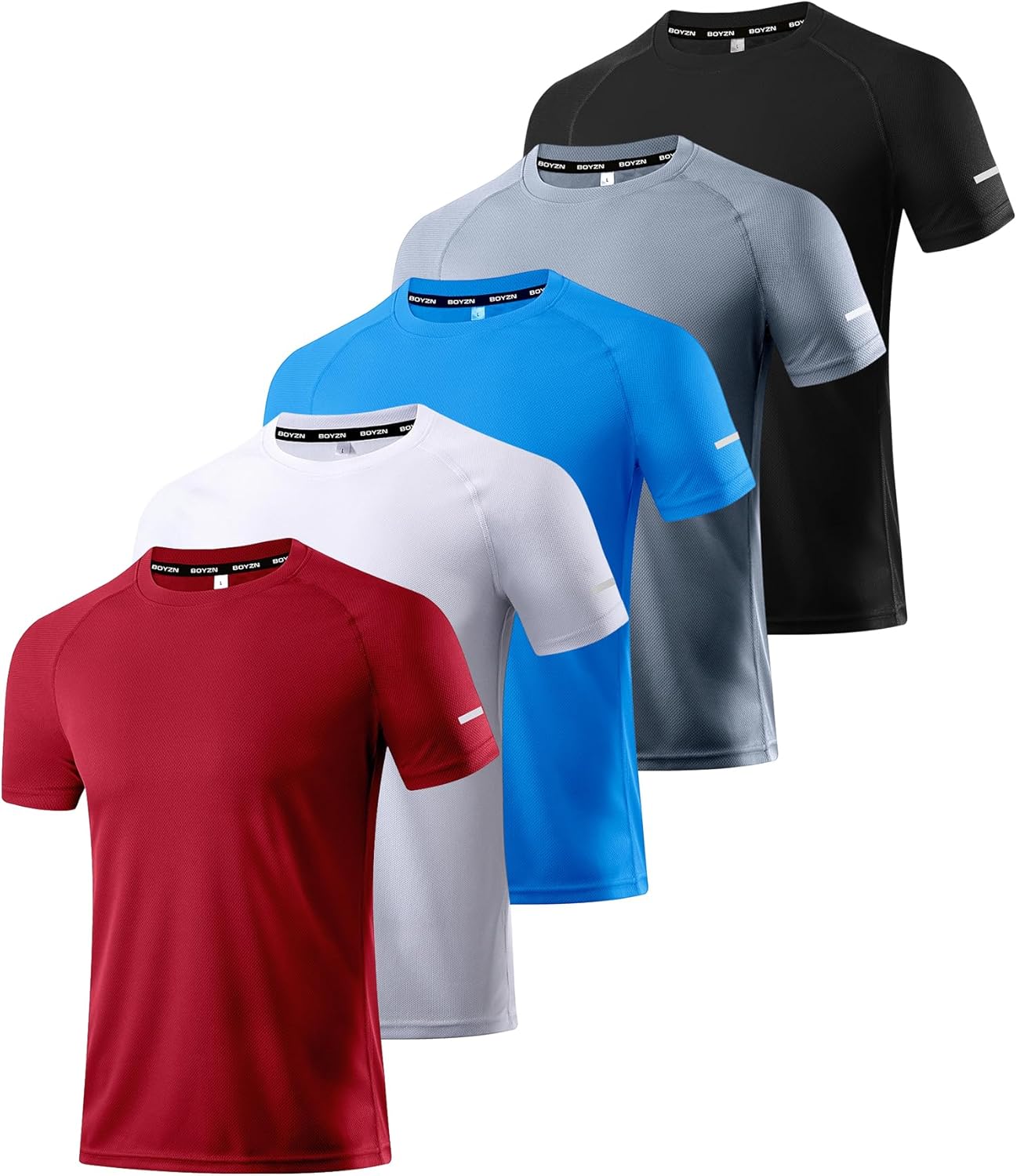 Boyzn 1, 3 or 5 Pack Men's Workout Running Shirts, Dry Fit Moisture Wicking T-Sh...
