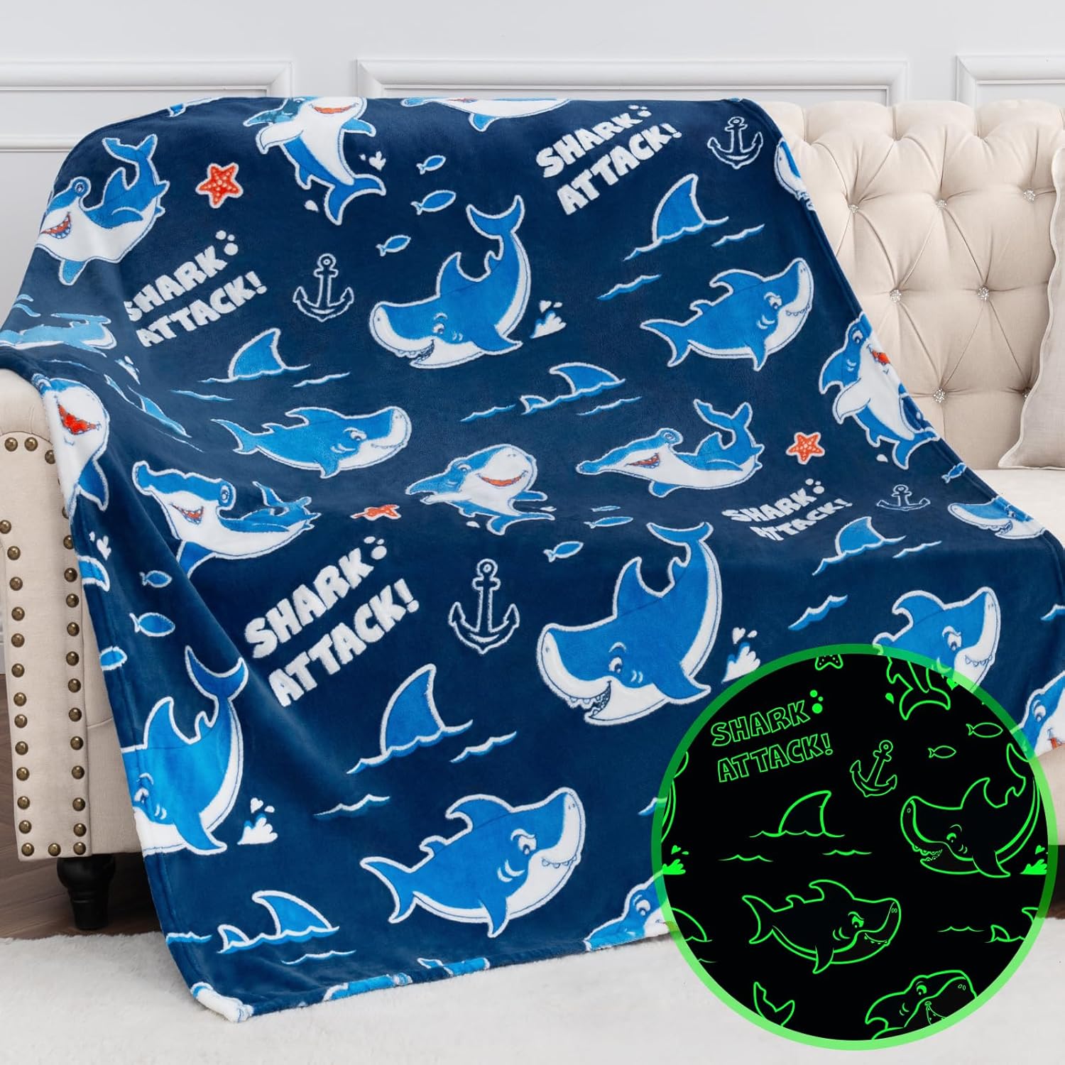 Jekeno Shark Toys Gifts for Boys Girls - Glow in The Dark Blanket Christmas Birt...
