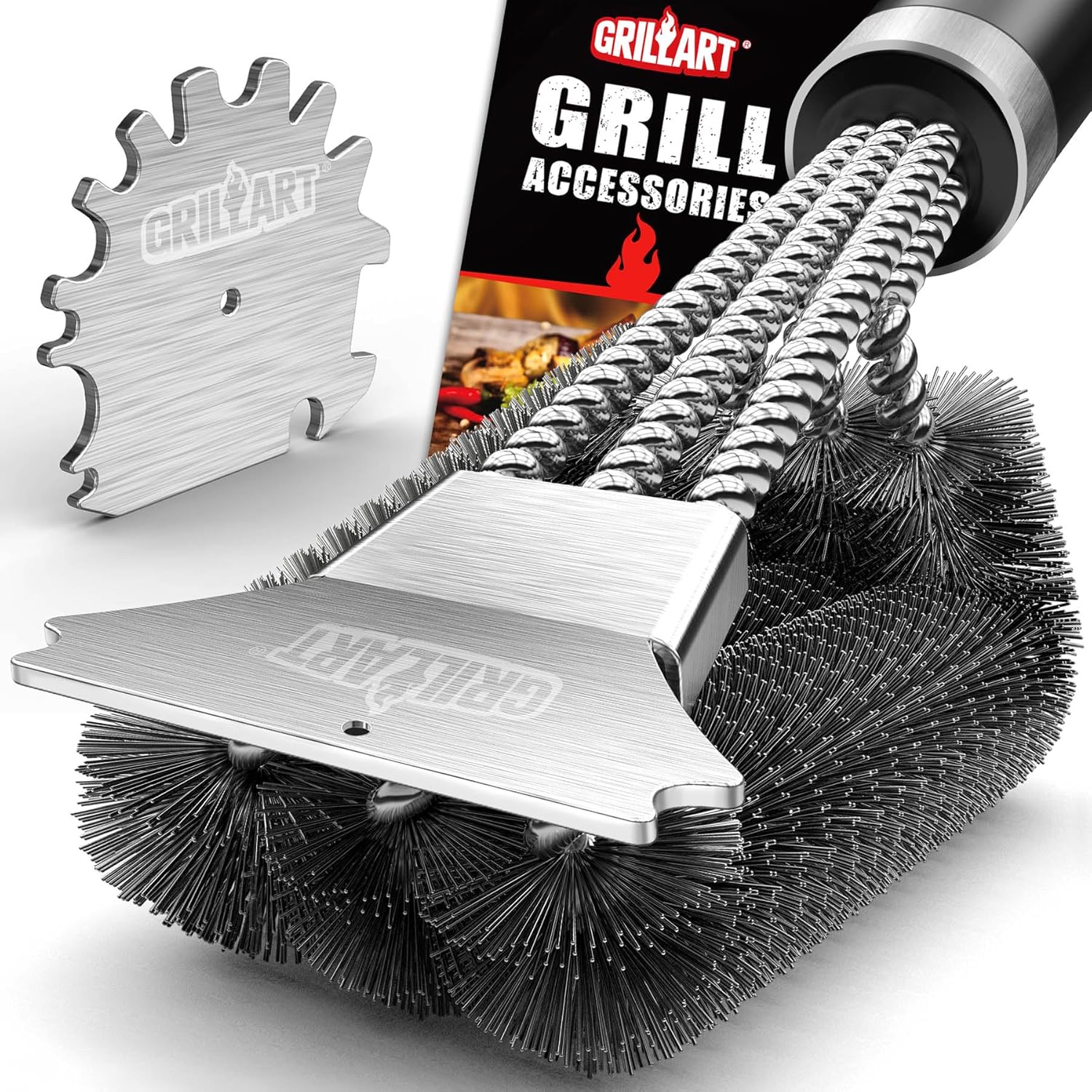 GRILLART Grill Brush and Scraper,18 Inch BBQ Grill Cleaning Brush Kit, Safe Wire...
