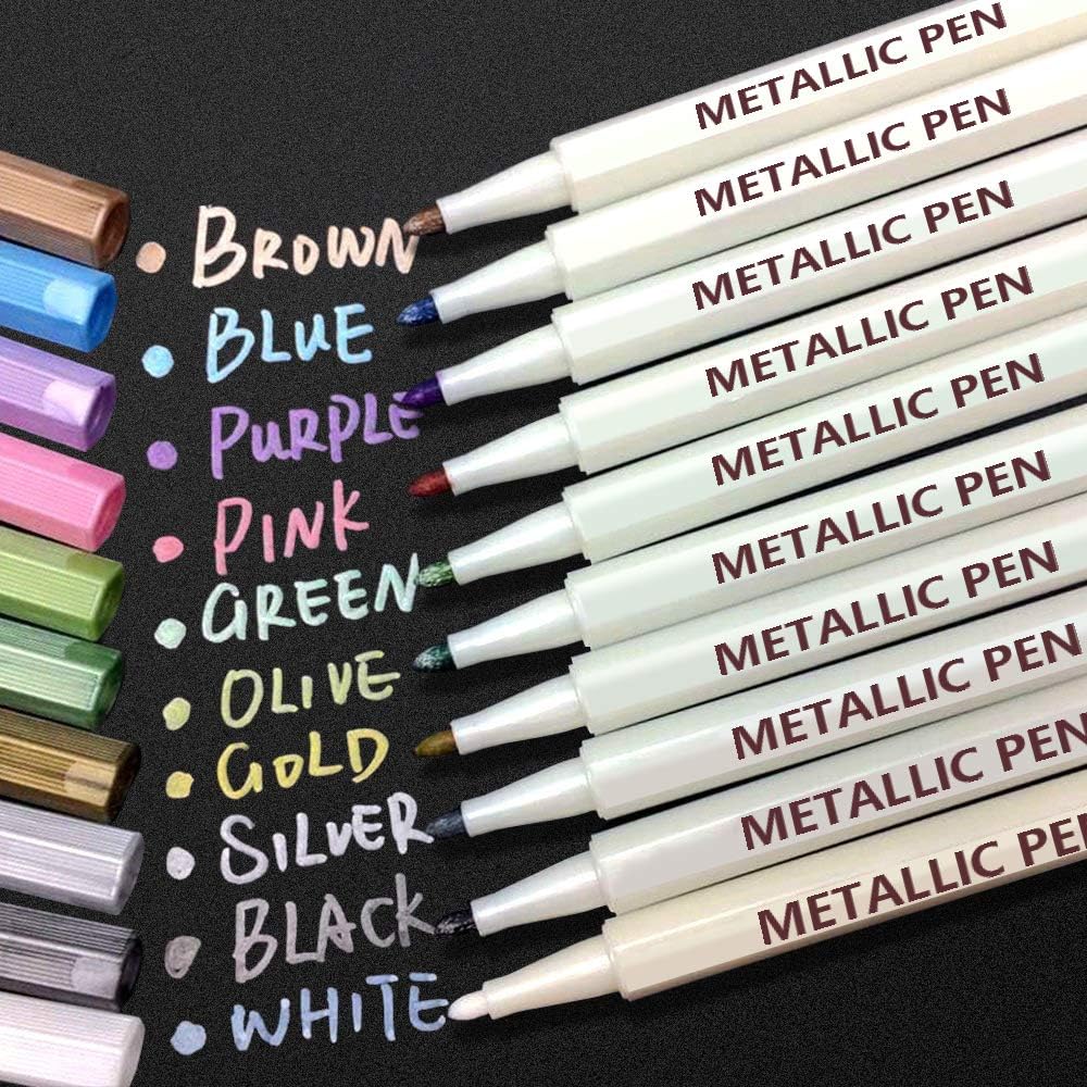 APOGO Metallic Marker Pens Scrapbook Pens for Black Paper Metallic Pens for Scra...