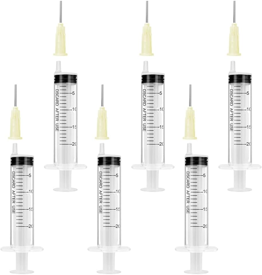 OFFCUP Plastic Syringes, 6pcs Syringe with Blunt Needle, 20ml Syringe with Dispe...