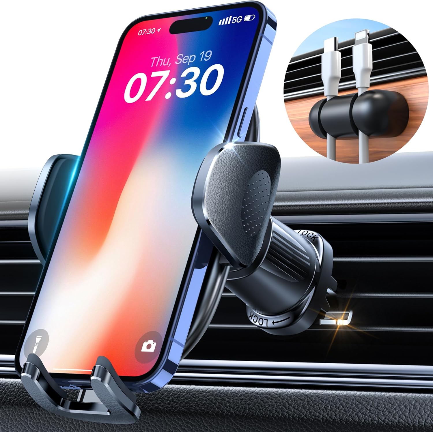 Car Phone Holder [2025 Upgraded Metal Hook Clip], Phone Holders for Your Car [No...