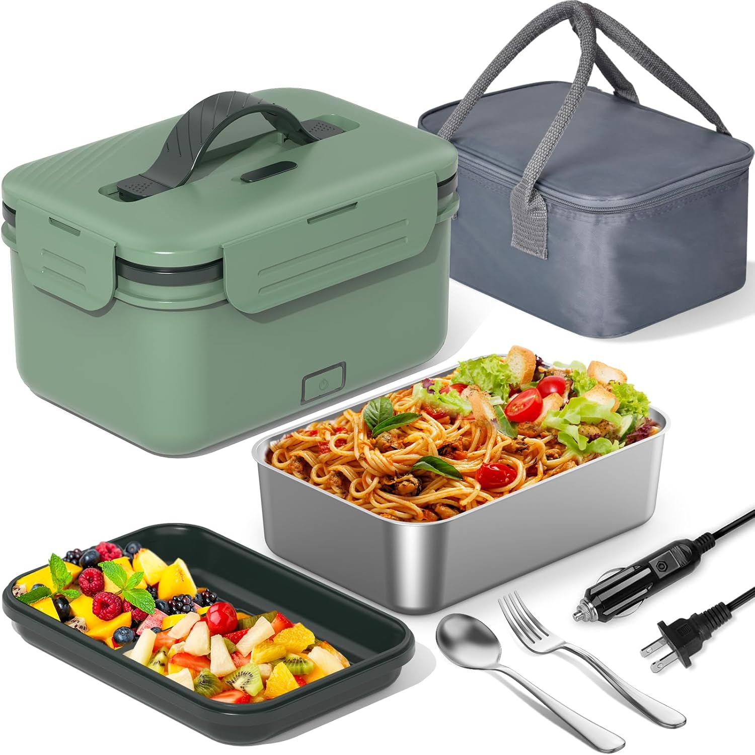 Electric Lunch Box Food Heater, 1.8L Heated Lunch Box for Adults for Car Truck,...