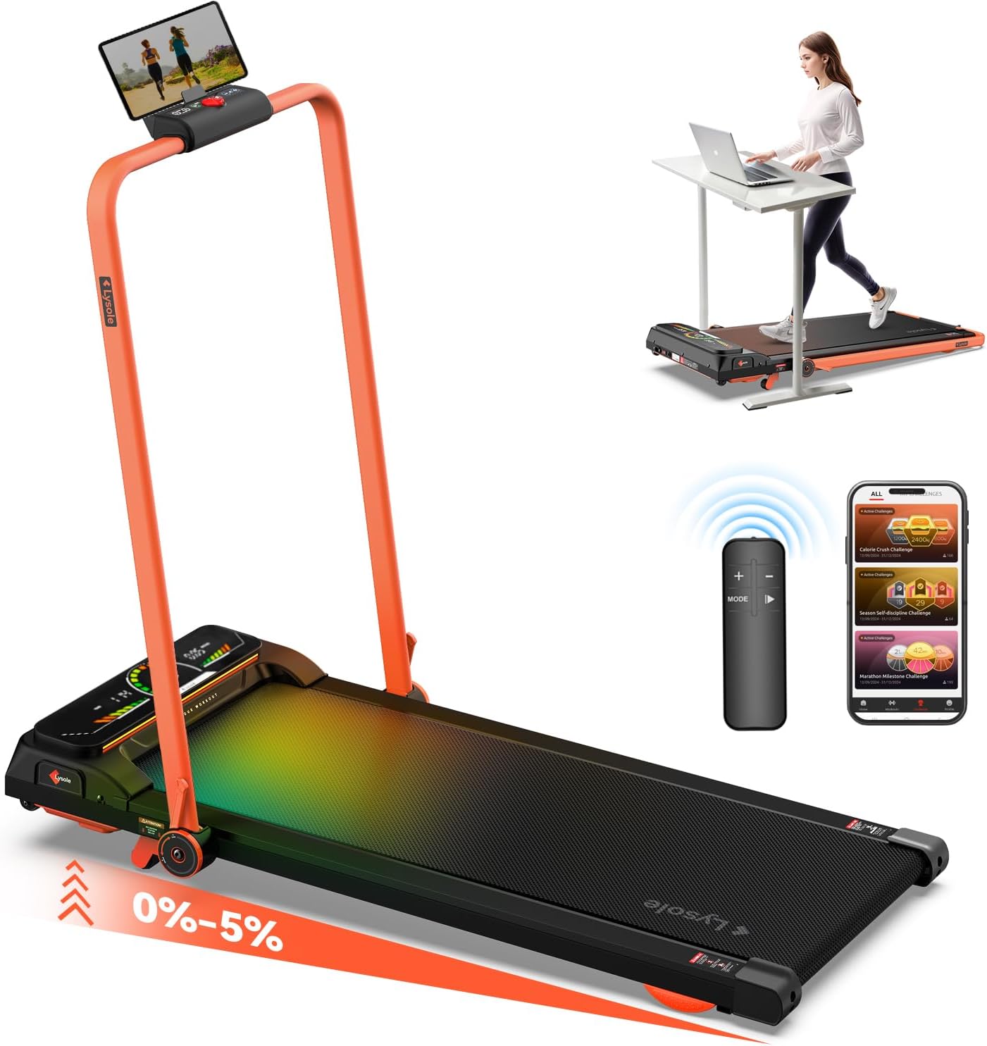 Walking Pad Treadmill with Incline,Treadmills for Home and Office,340 Lb Capacit...