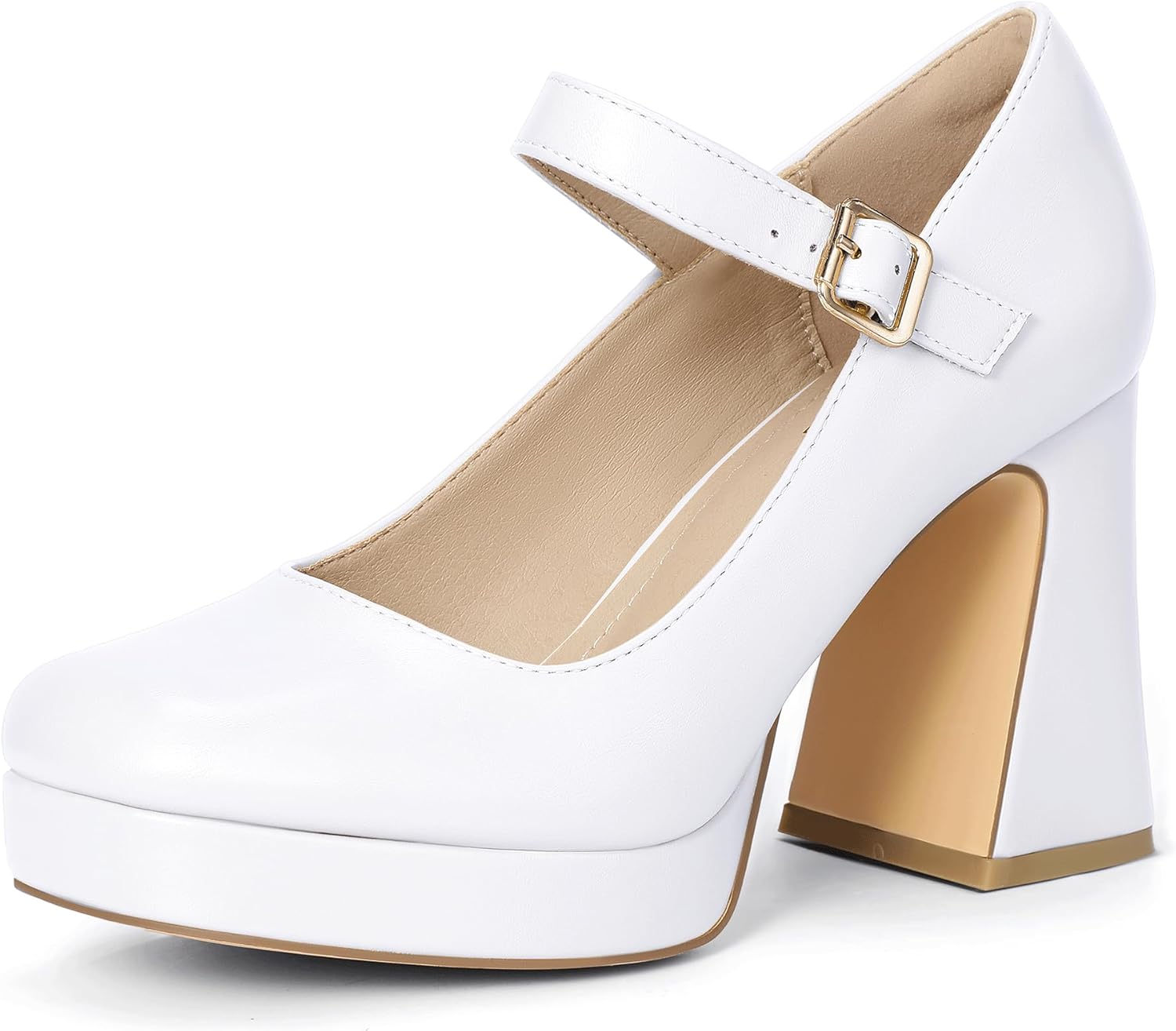 IDIFU IN4 Platform Mary Jane Shoes Women's Pumps High Chunky Square Closed Toe H...
