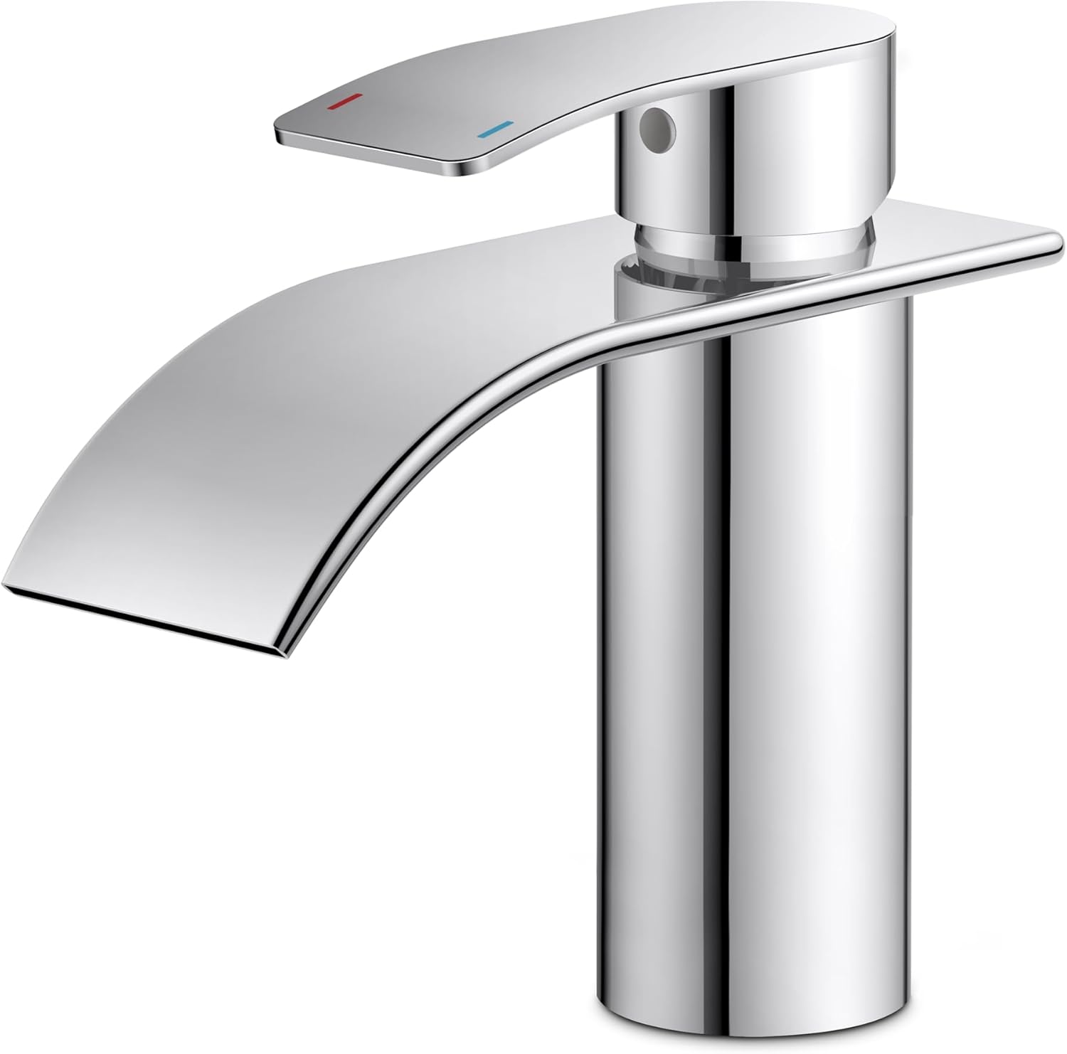 FORIOUS Waterfall Bathroom Taps,Stainless Steel Bathroom Sink Taps with Spout He...