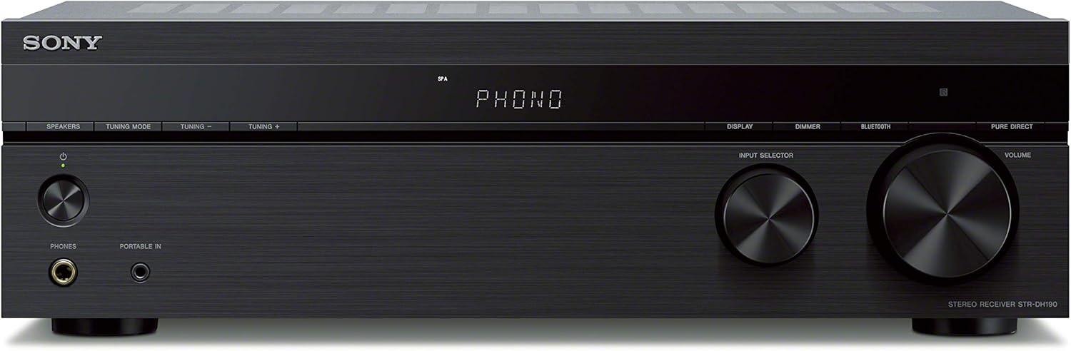 Sony STRDH190 2-ch Home Stereo Receiver with Phono Inputs & Bluetooth Black Ster...