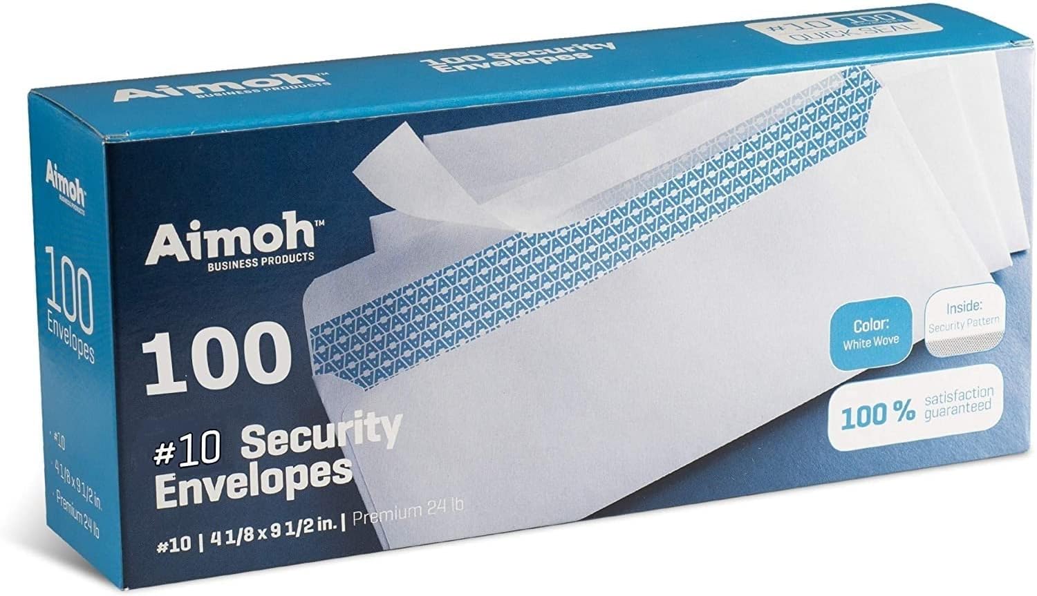Aimoh #10 Security Self Seal Envelopes – 100 Qty |No Window, EnveGuard, 4⅛ x 9½"...