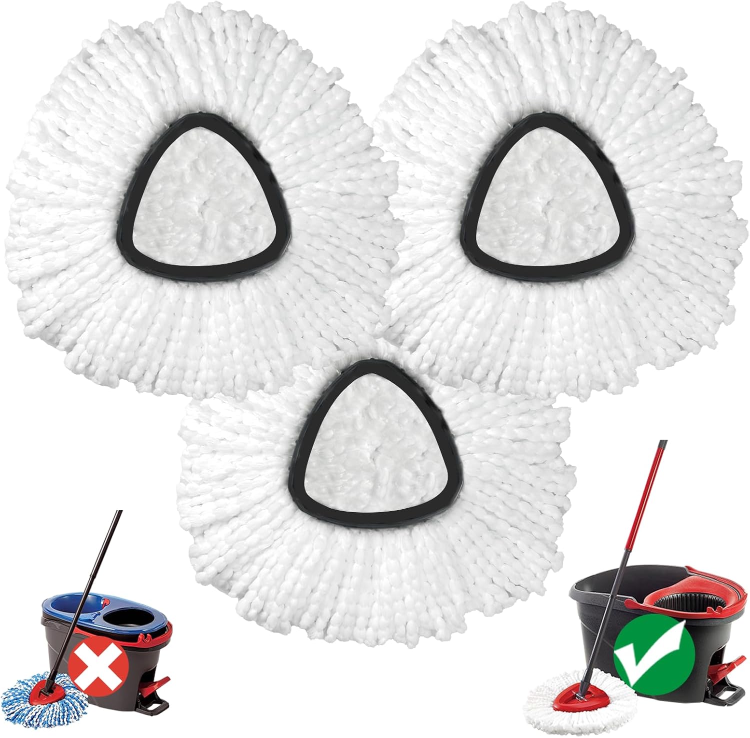 Mop Head Replacement, 3 Pack Spin Mop Refill Replace Head Compatible O Cedar Eas...