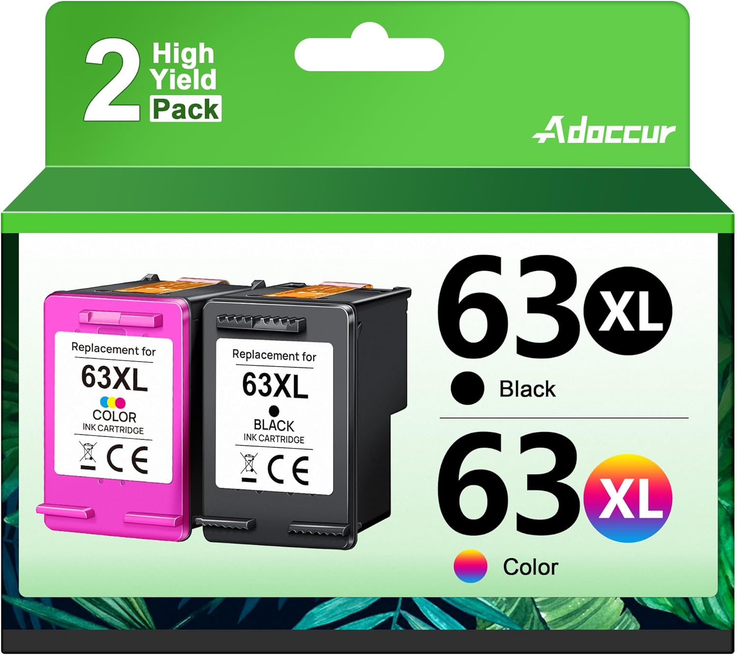 63XL Ink Cartridges Black and Color for HP Ink 63 Replacement for HP 63XL Ink Ca...