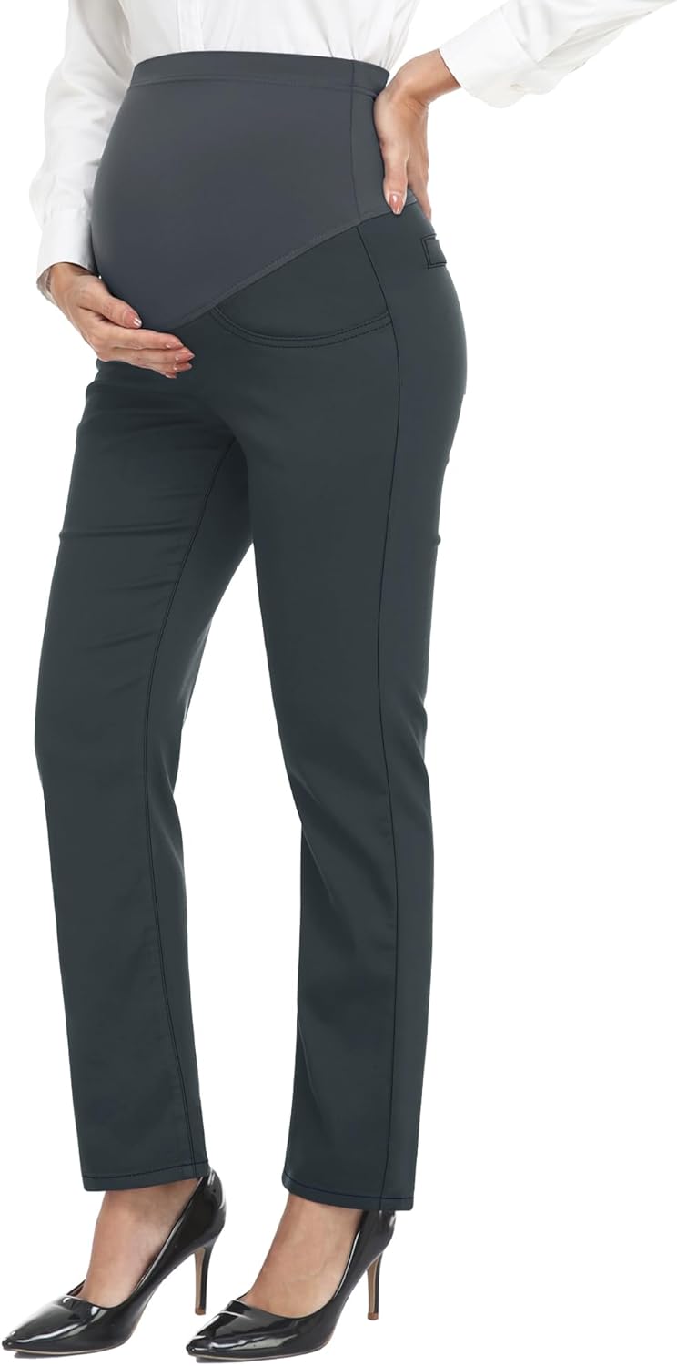 PACBREEZE Women's Maternity Pants for Work Over-Bump Pregnancy Casual Stretchy S...