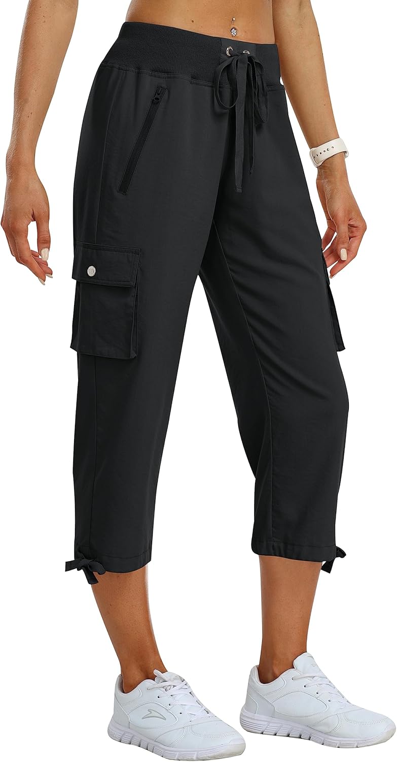 MoFiz Women's Cargo Capris Pants Loose Fit Casual Hiking Pants Lightweight Quick...