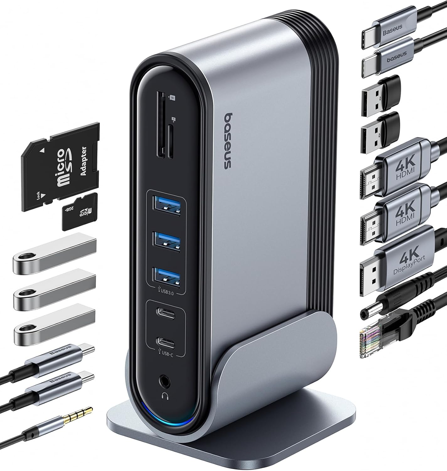 Baseus 17-in-1 Docking Station, Laptop Docking Station 3 Monitors with 4K HDMI+D...
