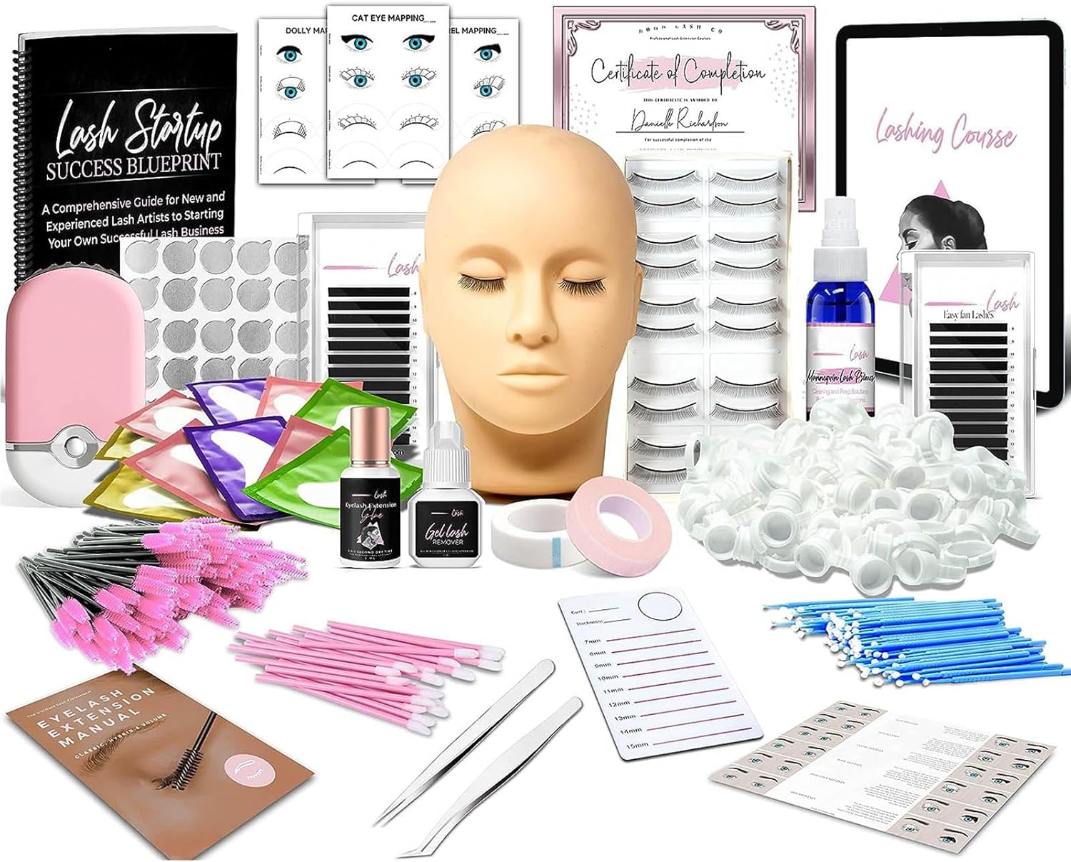 Lash Eyelash Extension Kit, Professional Mannequin Head Training For Beginners E...