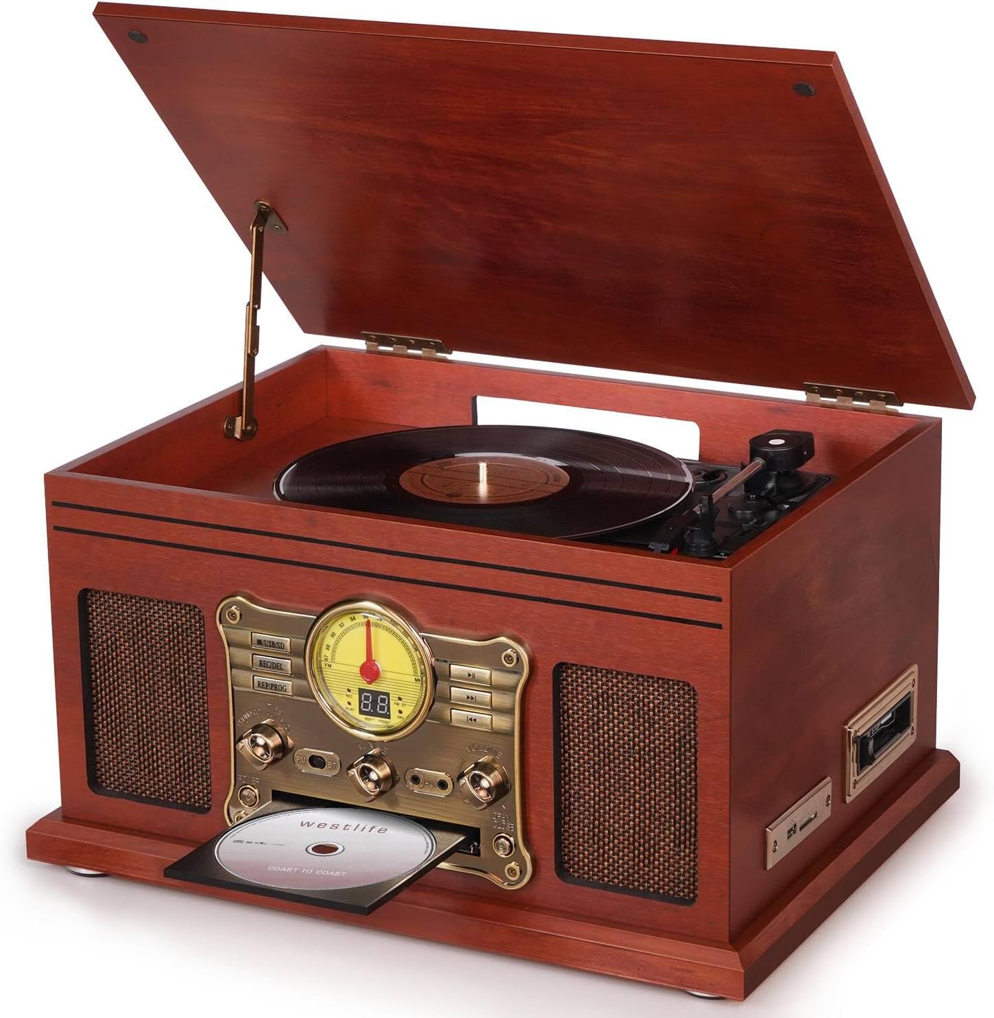 10 in 1 Bluetooth Record Player, 3-Speed Turntable for Vinyl with Speakers, LP t...
