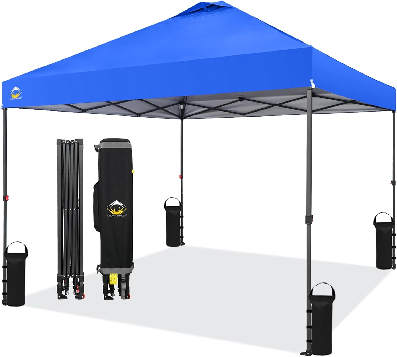 CROWN SHADES 10x10 Pop Up Canopy, Patented Center Lock One Push Instant Popup Ou...