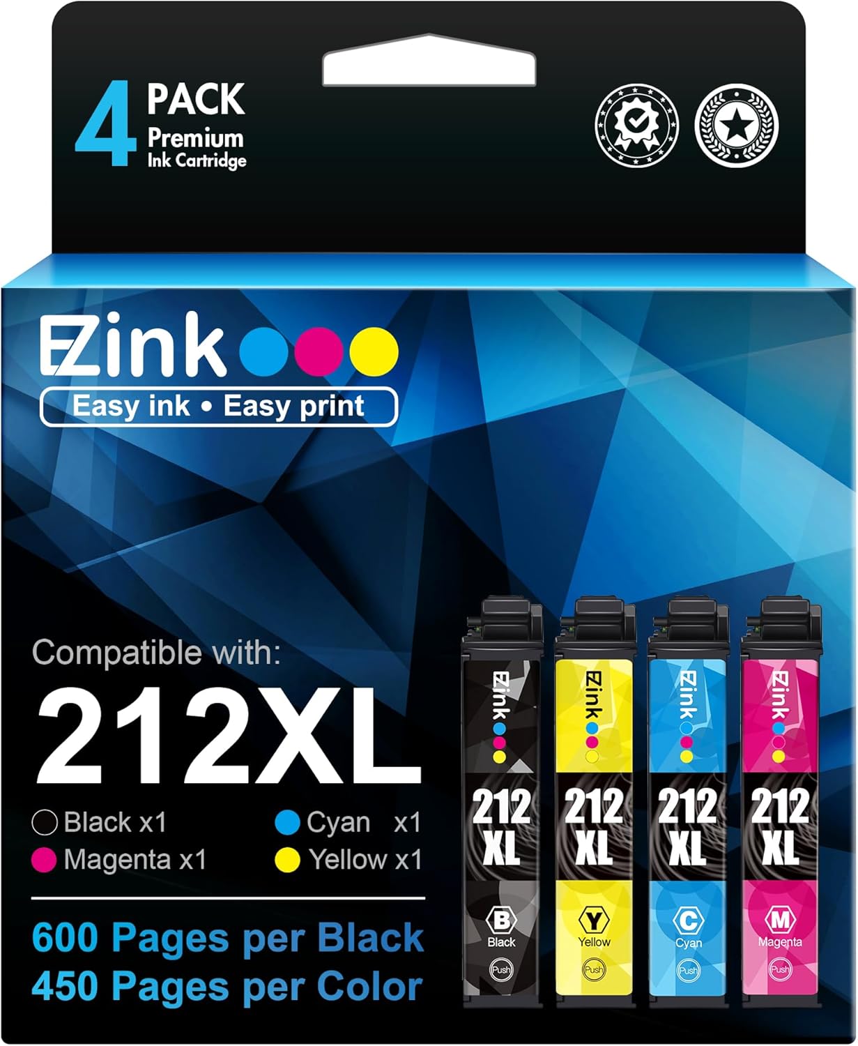 E-Z Ink 212 Ink Cartridge Remanufactured Replacement for Epson 212 212XL T212 In...