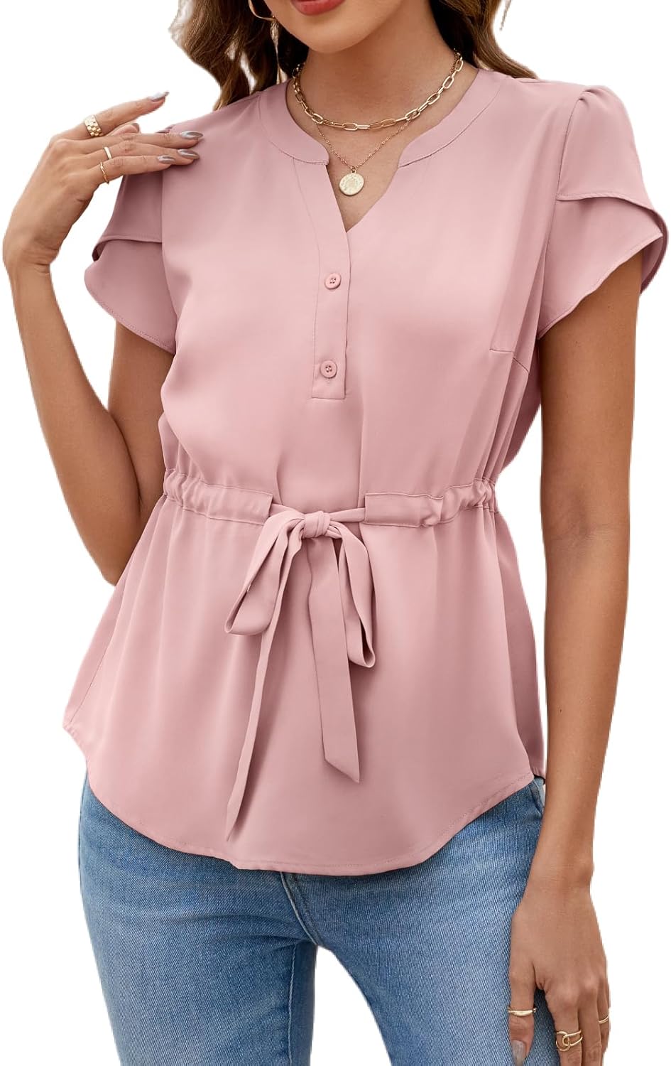 VIMPUNEC Womens Dressy Casual Blouses Summer Trendy Peplum Tops Business Work Bu...