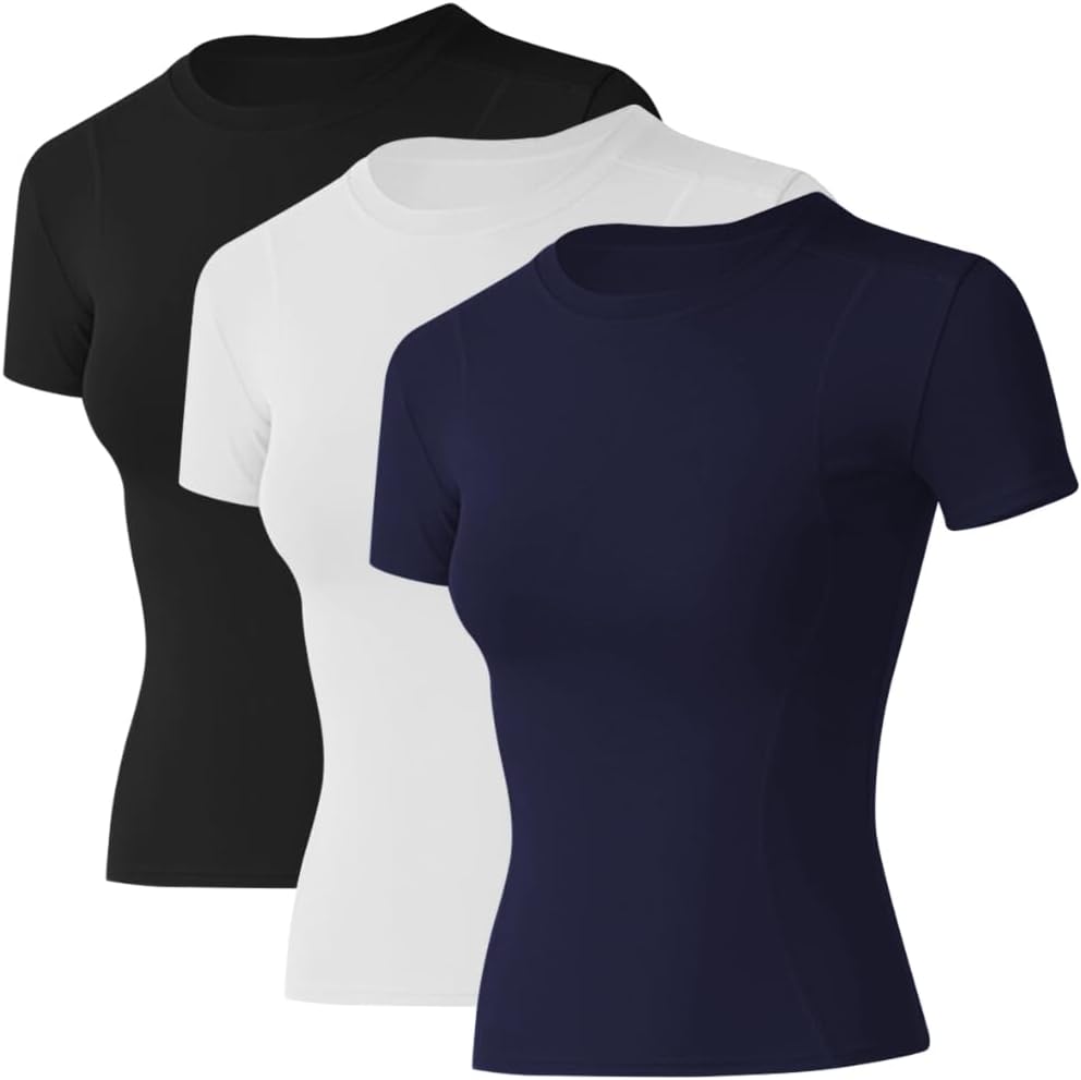 Loovoo Women Workout Shirts 1/2/3 Pack Athletic Compression Tee Dry Fit Yoga Gym...