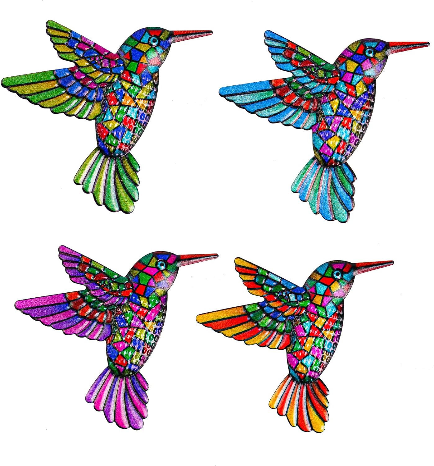 OFFCUP Metal Hummingbird Wall Decor, 4 Pack Metal Hummingbird Wall Art Decor, Wr...