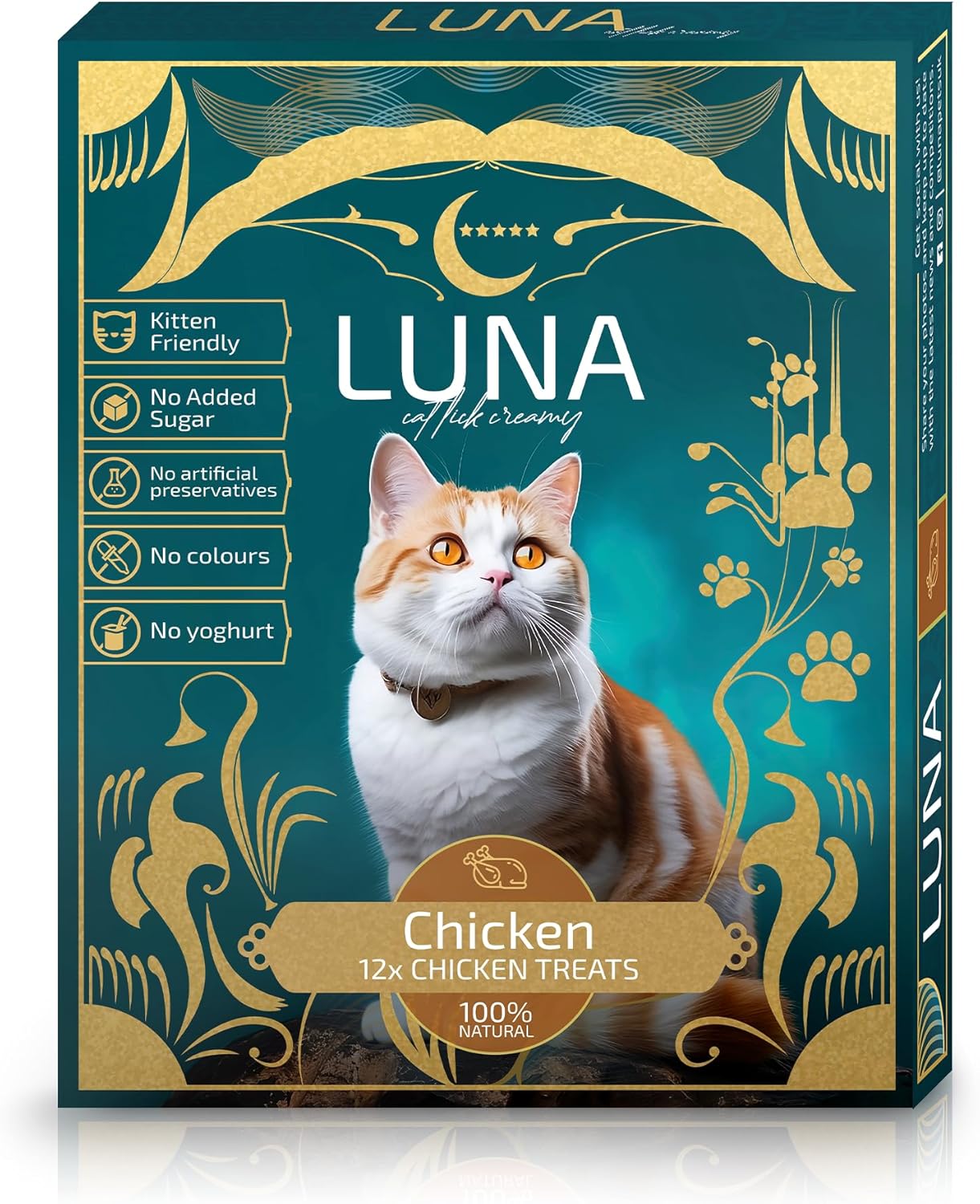 LUNA Premium Lickable Cat Treats - 100% Natural Creamy Kitten Treats for Kitty,...