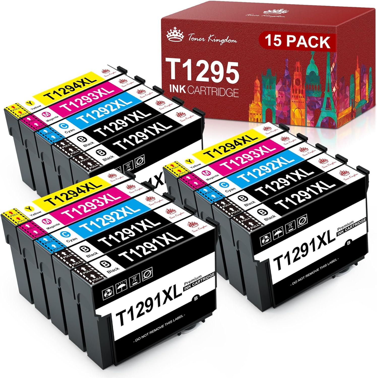 Toner Kingdom T1295 Multipack Ink Cartridges T1291 T1292 T1293 T1294 Compatible...