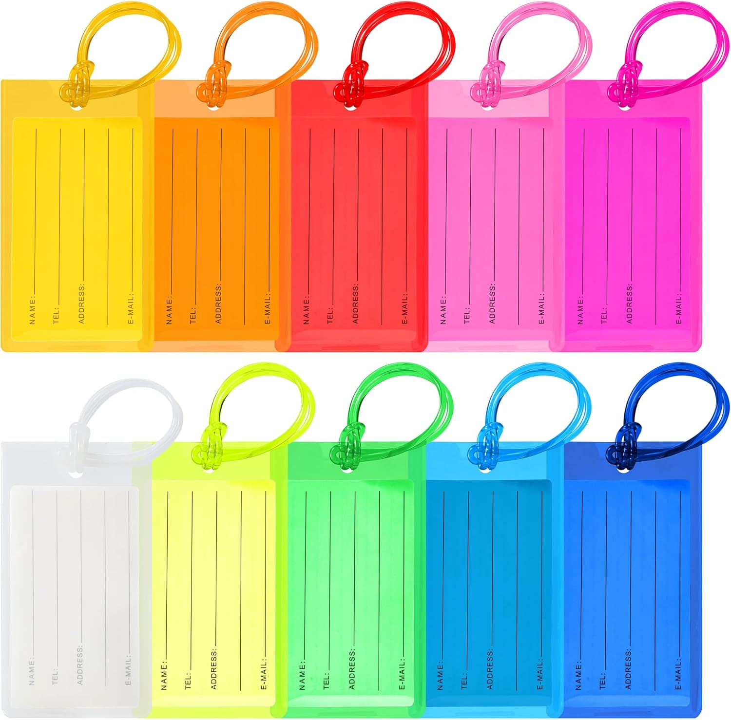 10 Pack Luggage Tags for Suitcases, Airplane Travel Essentials for Flying, Inter...
