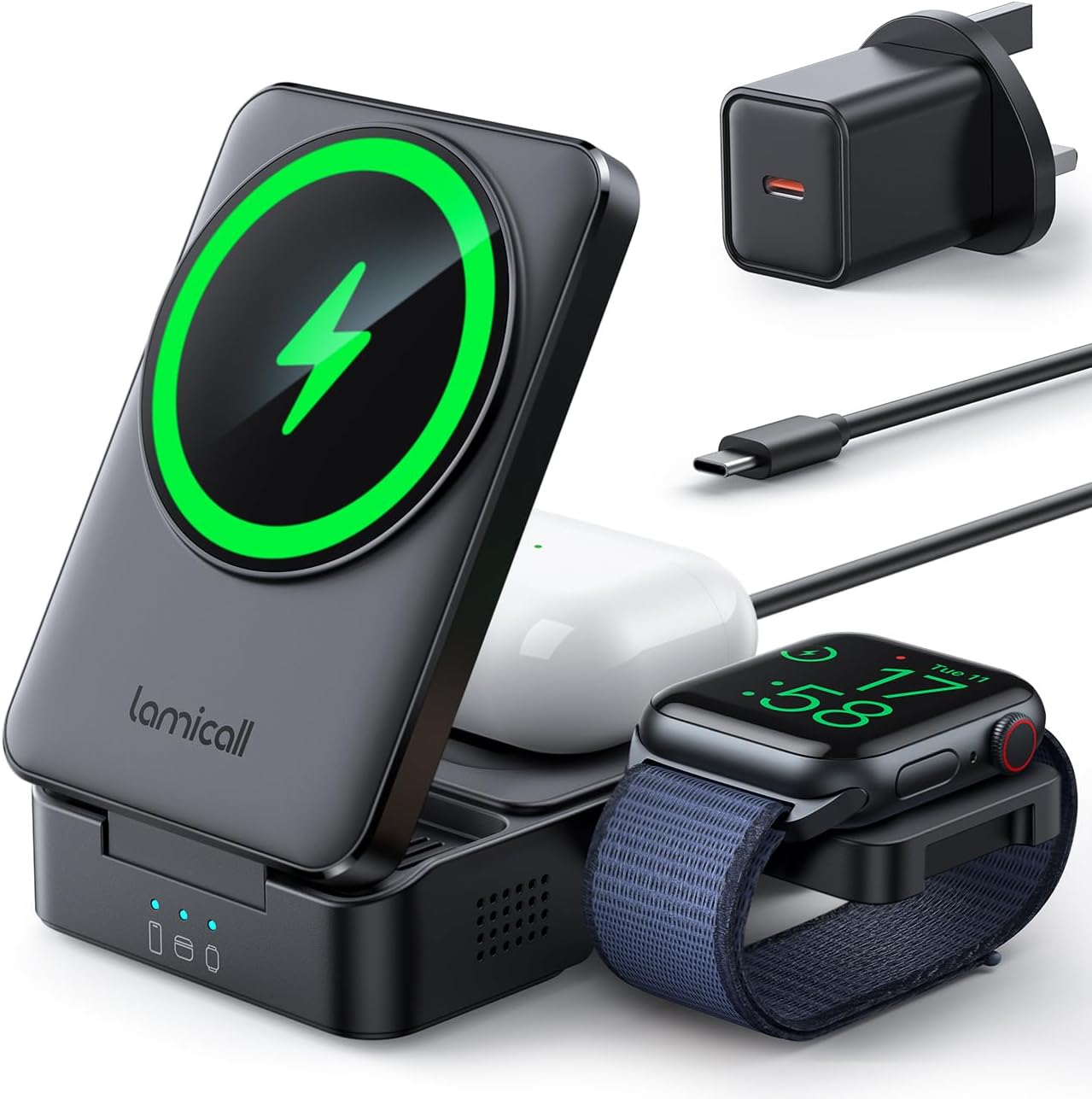 Lamicall 3 in 1 Wireless Charging Station for MagSafe - [Upgraded Cooling System...