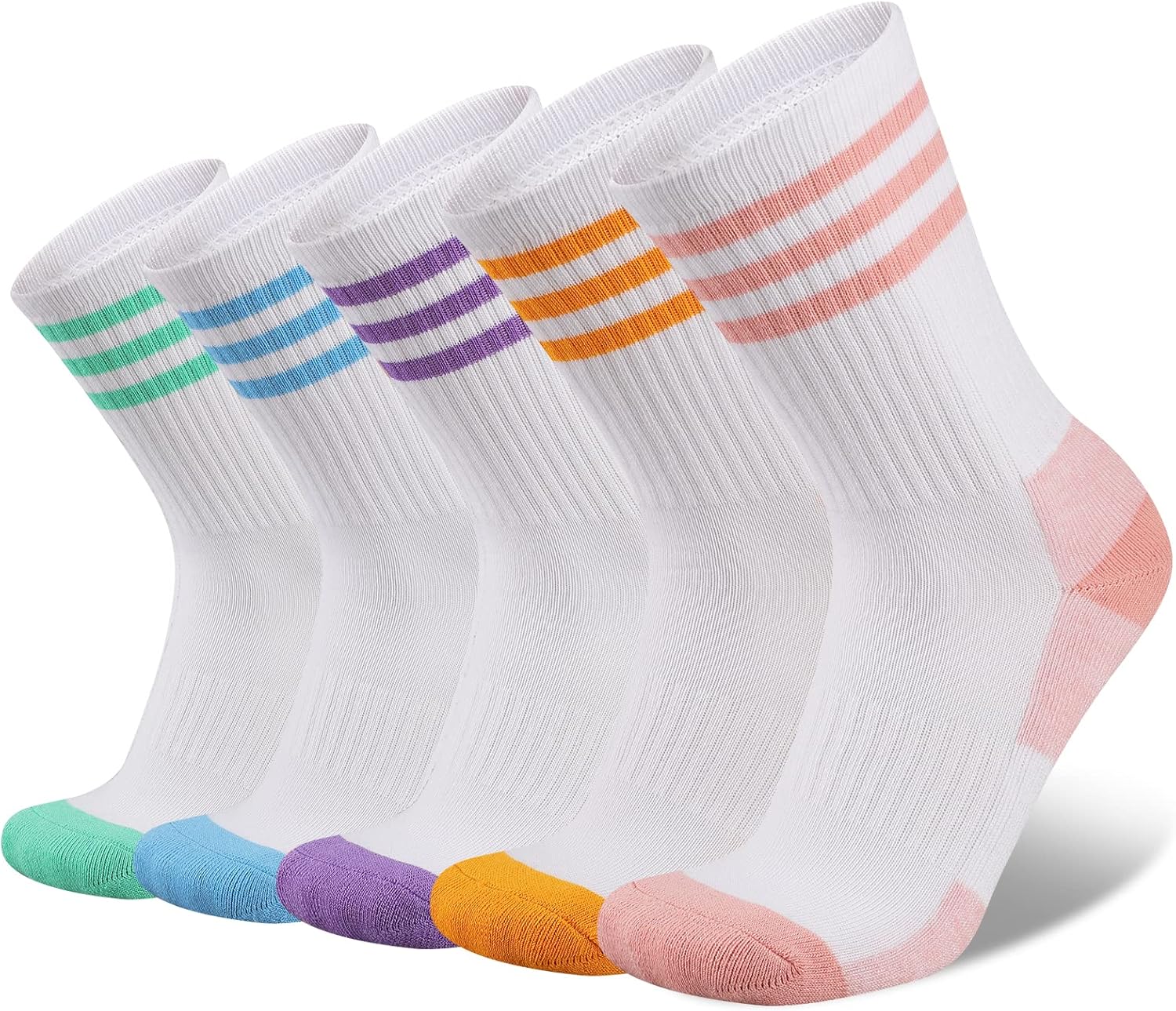 COOPLUS Womens Athletic Crew Socks 5 Pairs Outdoor Recreation Socks Performance...