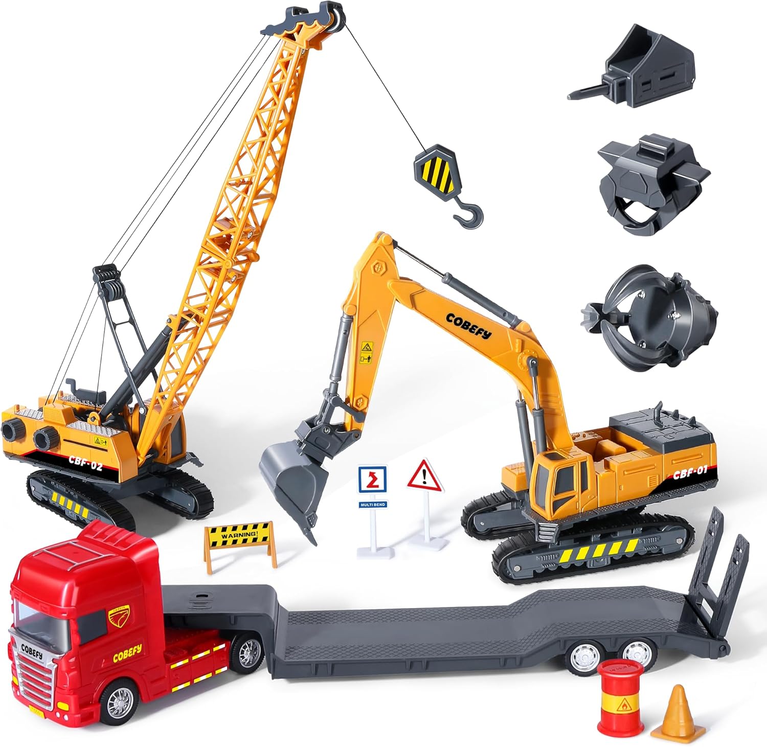 Kids Construction Toys for Boys, Excavator Toy Construction Trucks Crane Toy Sem...