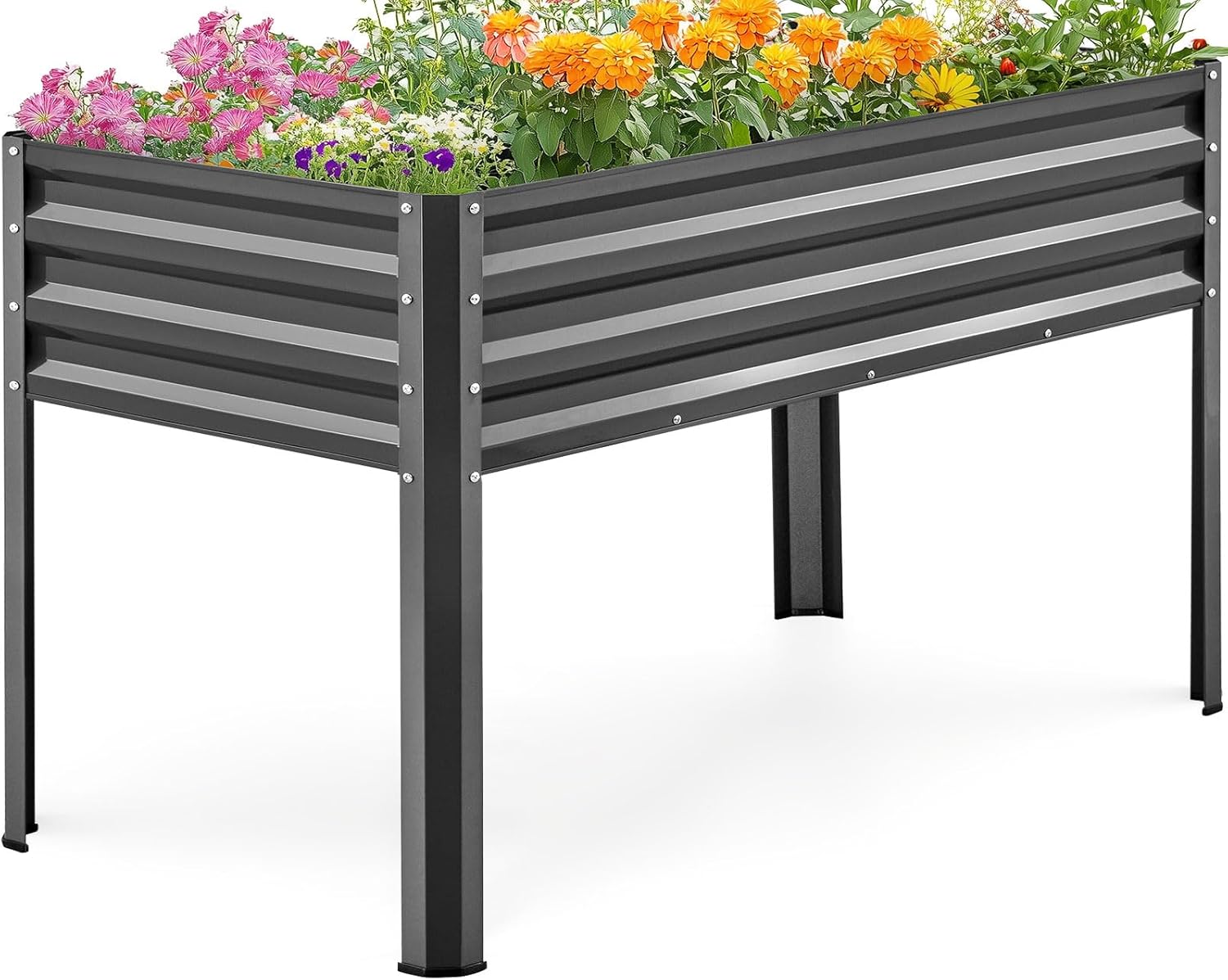 KING BIRD Large Raised Garden Bed with Legs Galvanized Elevated Planter Box 48×2...