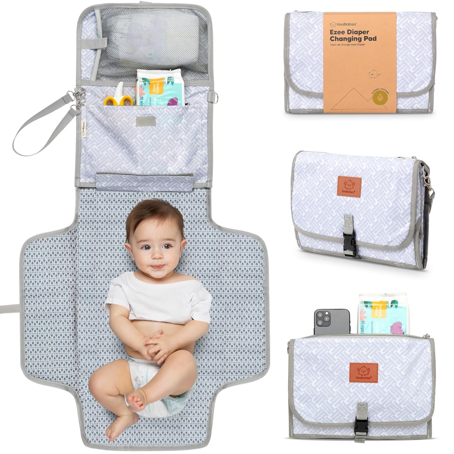 KeaBabies Portable Diaper Changing Pad - Large Waterproof Baby Changing Mat, Com...