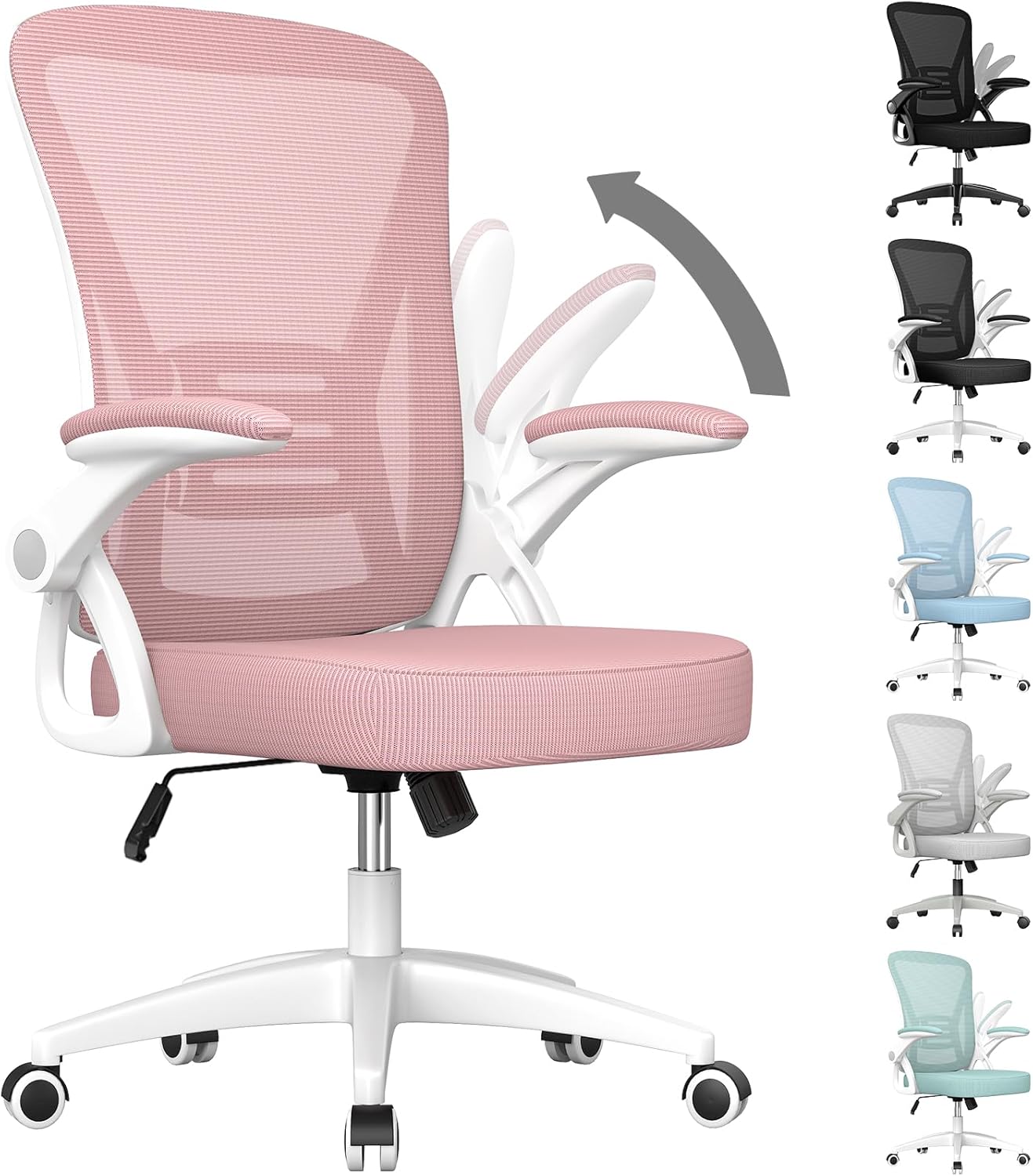 naspaluro Ergonomic Office Chair, Computer Chair with Adjustable Height, Flip-Up...